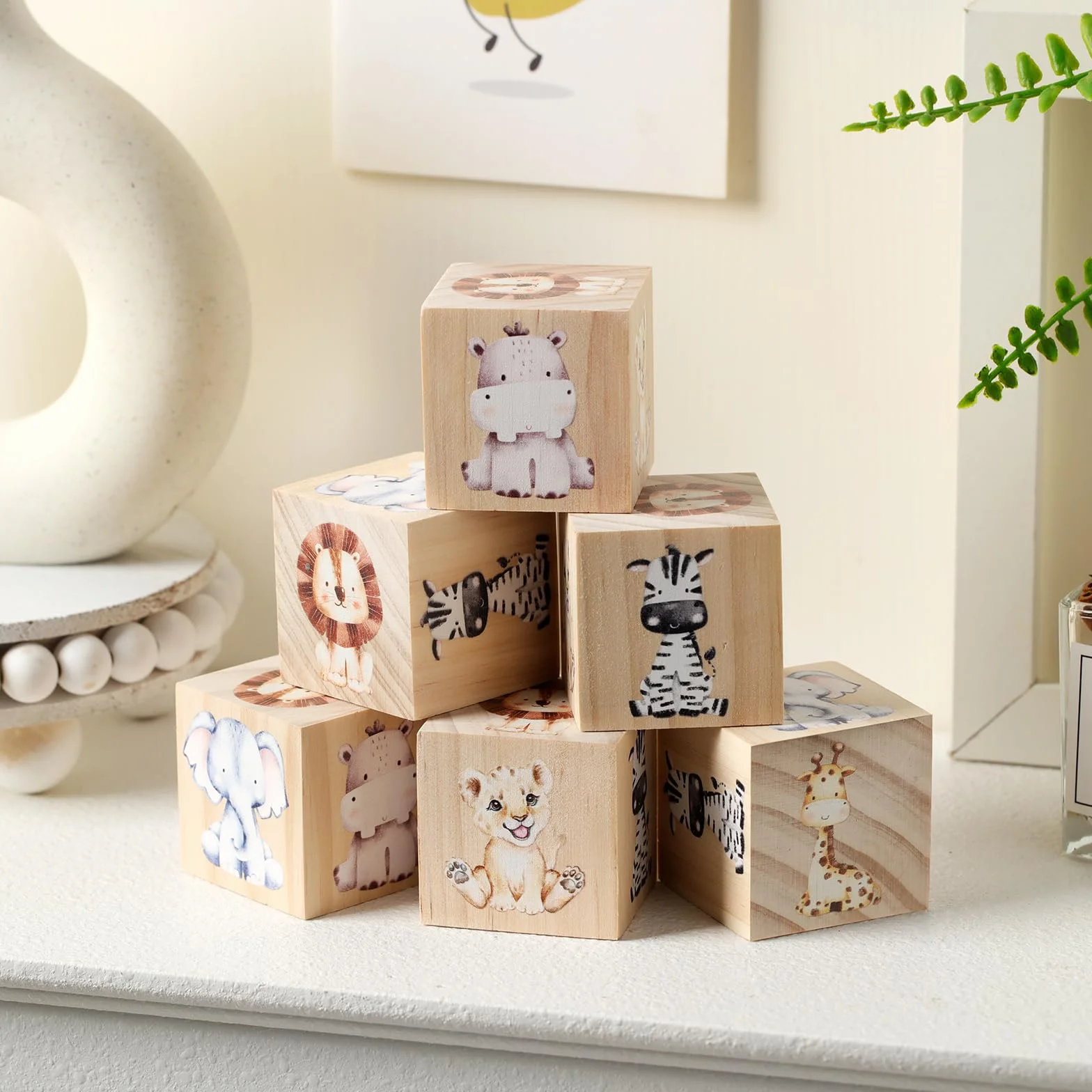 Kigley 6 decorazioni per cameretta dei bambini, per cameretta dei bambini, decorazione per camera da letto, stanza dei giochi, regali (animali safari)