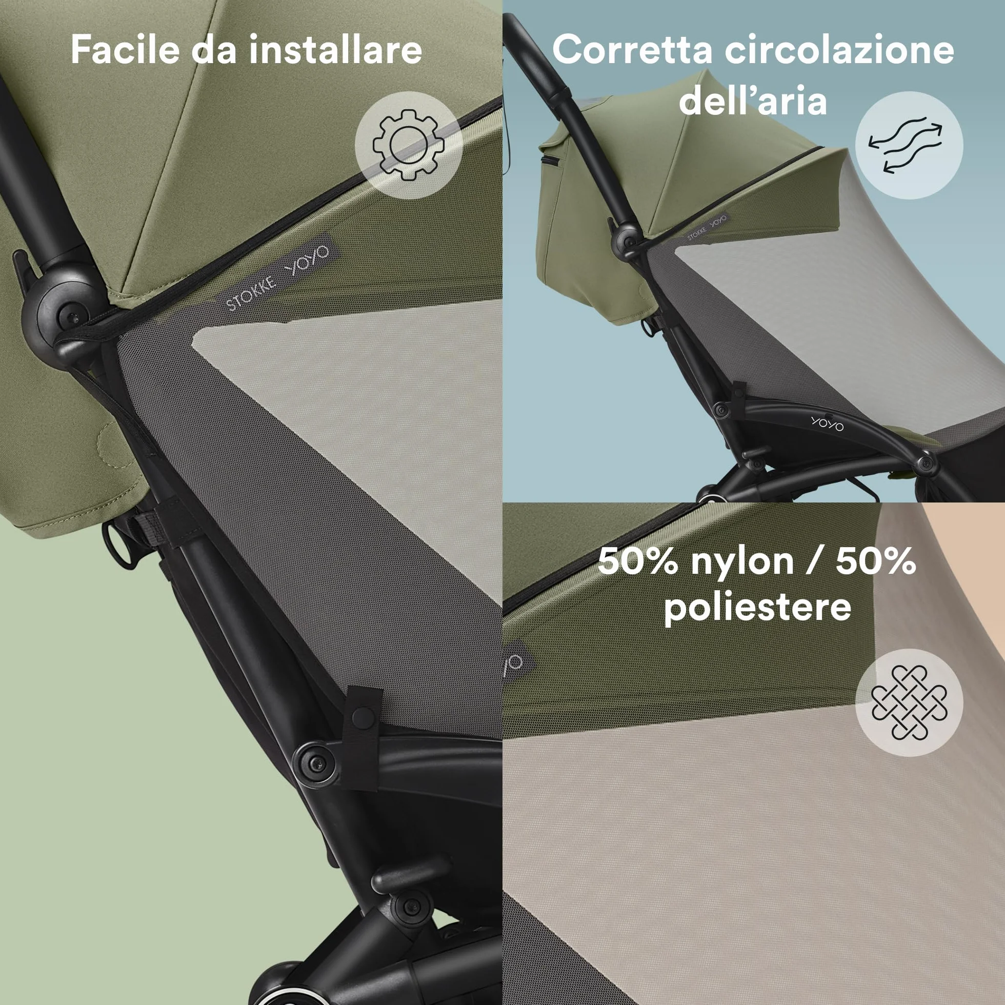 Zanzariera Stokke YOYO 6+ Color Pack - Proteggi il tuo bambino dagli insetti - Facile da installare e riporre - 100% nylon