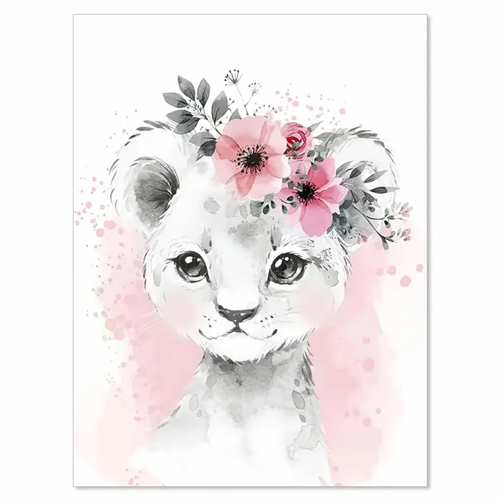 3 Quadri Personalizzati Nome Nascita Stampe Animali Cameretta Bimbo Rosa 30x 40 cm Quadro Cameretta Bambina Decorativi da Parete Bambini Poster Camera Ragazza Ragazzo Regalo Tela senza Cornice