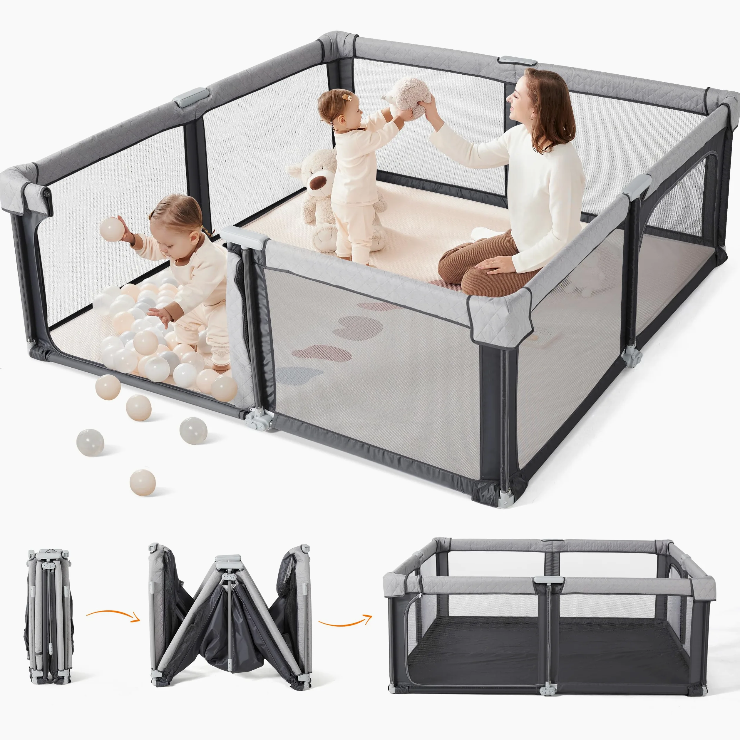 Sweeby Box per bambini, 150 x 180 cm (grigio siderale, 180 x 150)