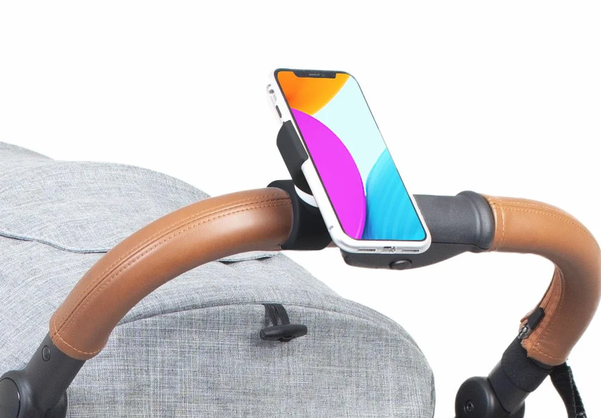 Supporto universale per cellulare per passeggino, per smartphone con schermo fino a 7,5", colore: nero