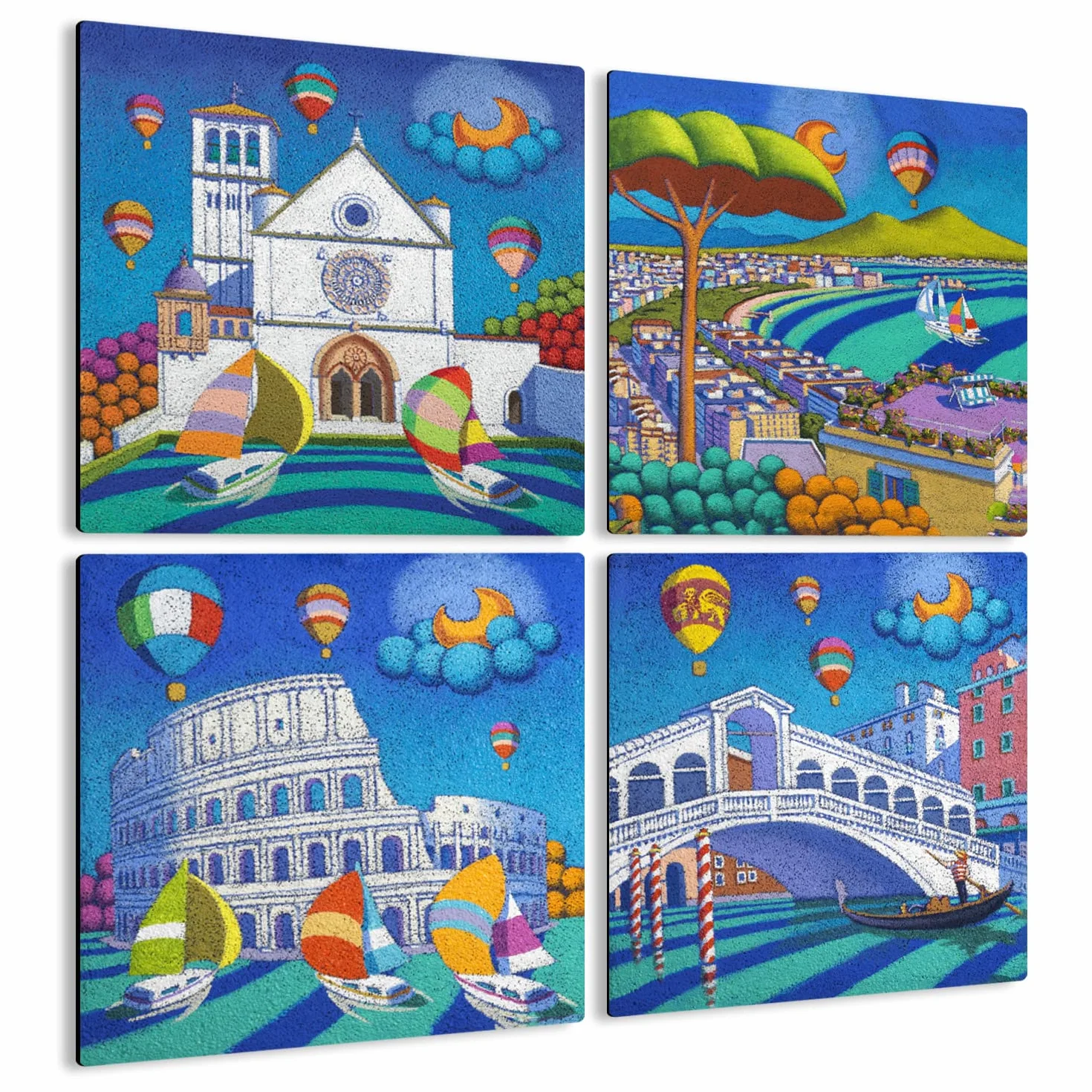 Giallobus - Quadri 4 Multi Pannello Art Board - Stefano Calisti - Le opere più Belle di Calisti - Raccolta 3 - Legno MDF - 29,7x29,7 - x 4 Pezzi
