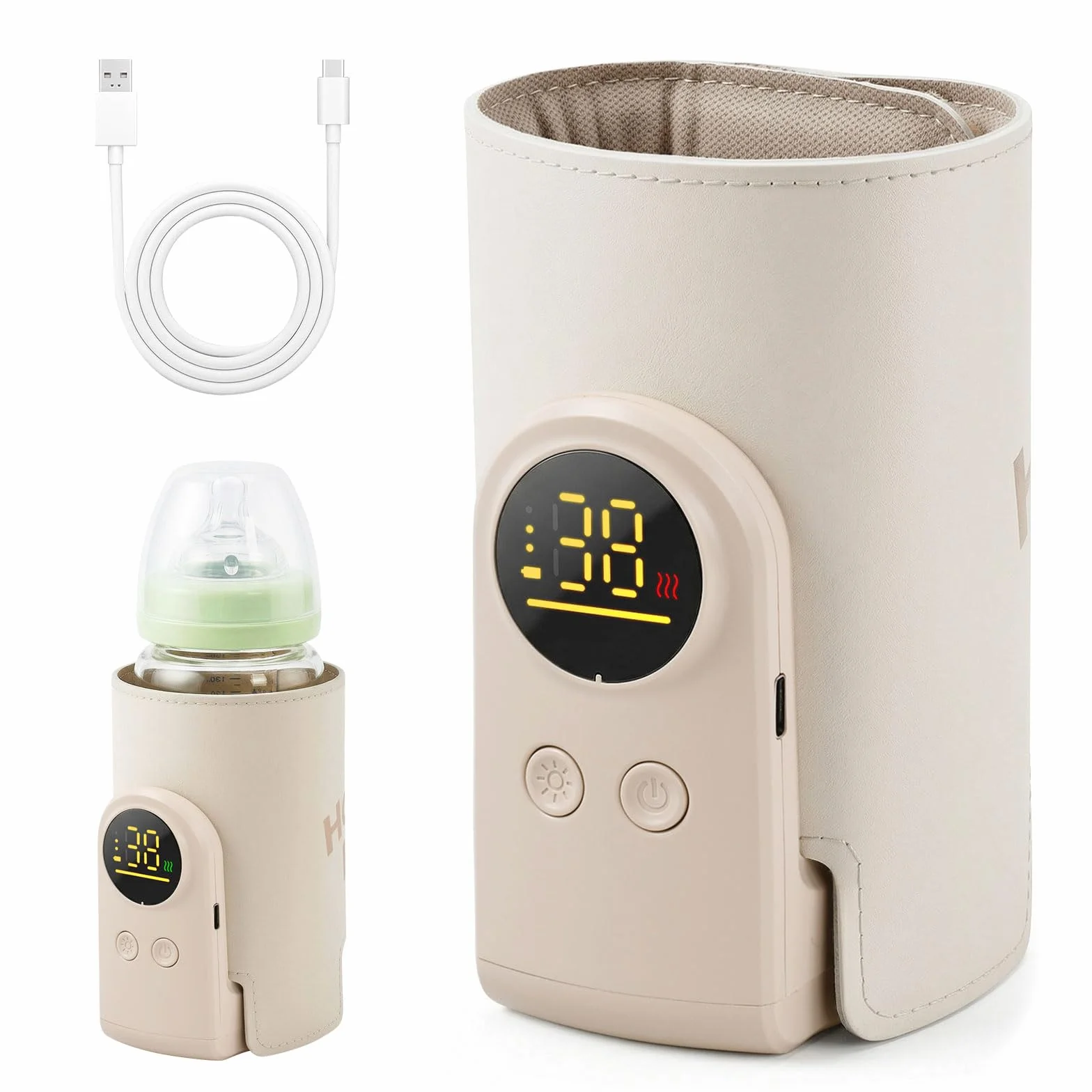 Scaldabiberon Portatile Senza Fili, Scaldabiberon USB con Display LCD Scaldabiberon Regolabile a 6 Velocità, 8000mAh Scalda Biberon Neonato Portatile, Scaldabiberon Baby USB per Viaggi, Aereo e Auto