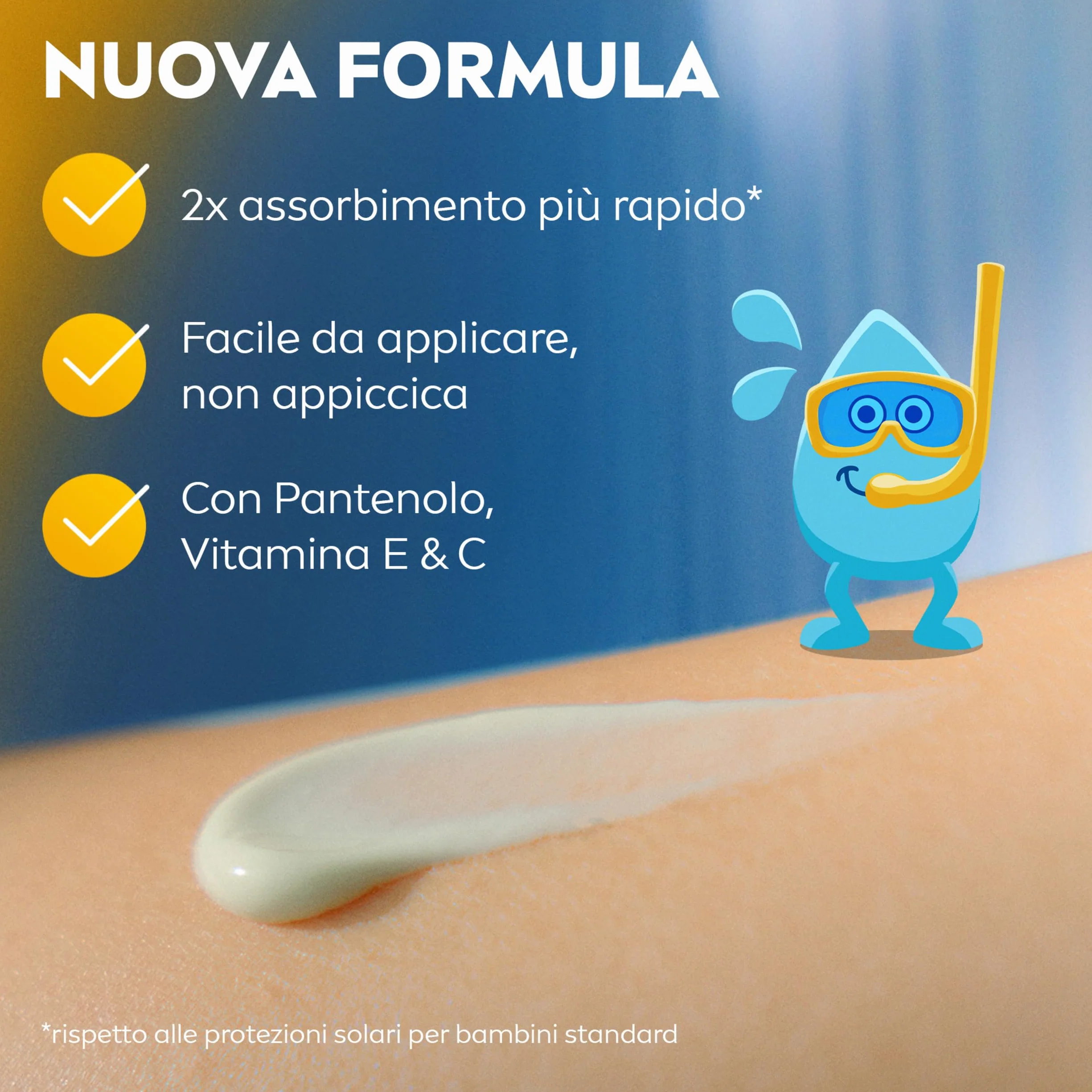 NIVEA SUN Kids Protect & Care SPF 50+ 200 ml, Crema solare 50 bambini 3+ anni per la pelle delicata, Protezione solare 50 bambini extra resistente all'acqua e al sudore con Pantenolo, Vitamina C & E