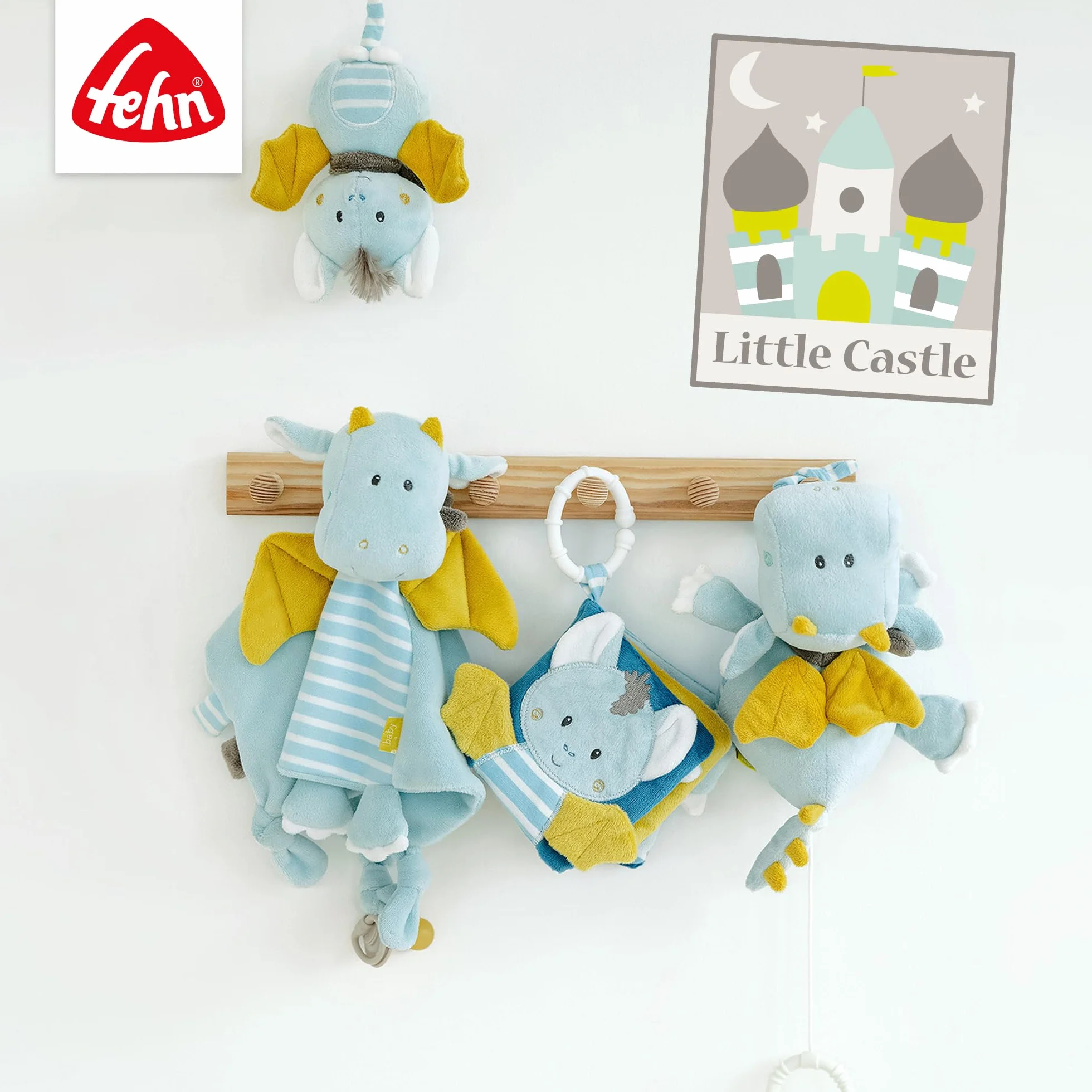 Fehn Asciugamano con cappuccio drago – poncho da bagno in spugna con cappuccio e simpatico motivo drago – assorbente e morbido – per neonati e bambini a partire da 0 mesi
