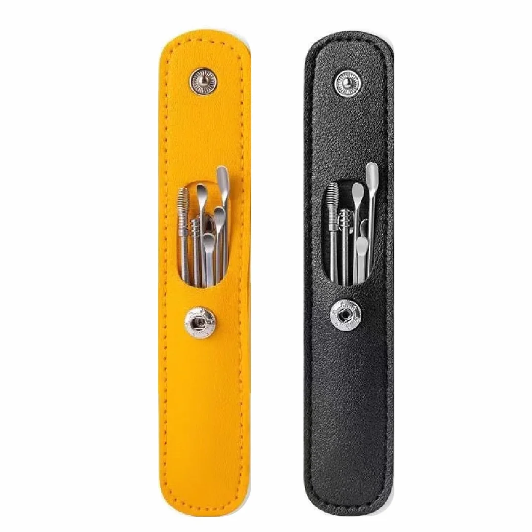 WeddHuis 14 Pezzi Pulisci Orecchie Kit di Rimozione del Cerume, Strumenti per Pulizia dell’Orecchio in Acciaio Inox, con Custodia Portatile in PU, per Adulti e Bambini Pulizia Dellorecchio
