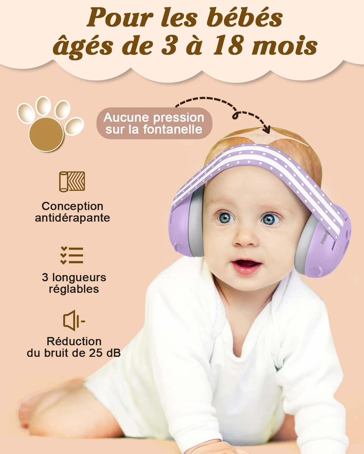 Lilian&Gema 2 in 1 Casco Anti Rumore Neonato, Casco Bambino Anti Rumore, Confortevole e Regolabile, Protezione Uditiva per Bambini sotto i 48 Mesi, Adatto per Sonno e Attività