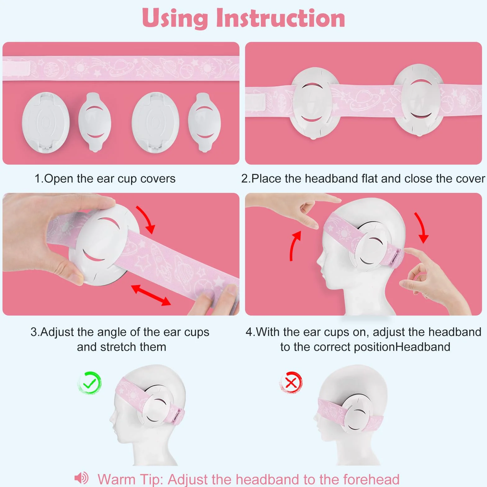 Baby Ear Defenders e protezioni, protezioni per le orecchie dei bambini con morbido cuscino regolabile paraorecchie a cancellazione di rumore per bambini compresa tra 3 mesi e 2 anni 25dB, rosa