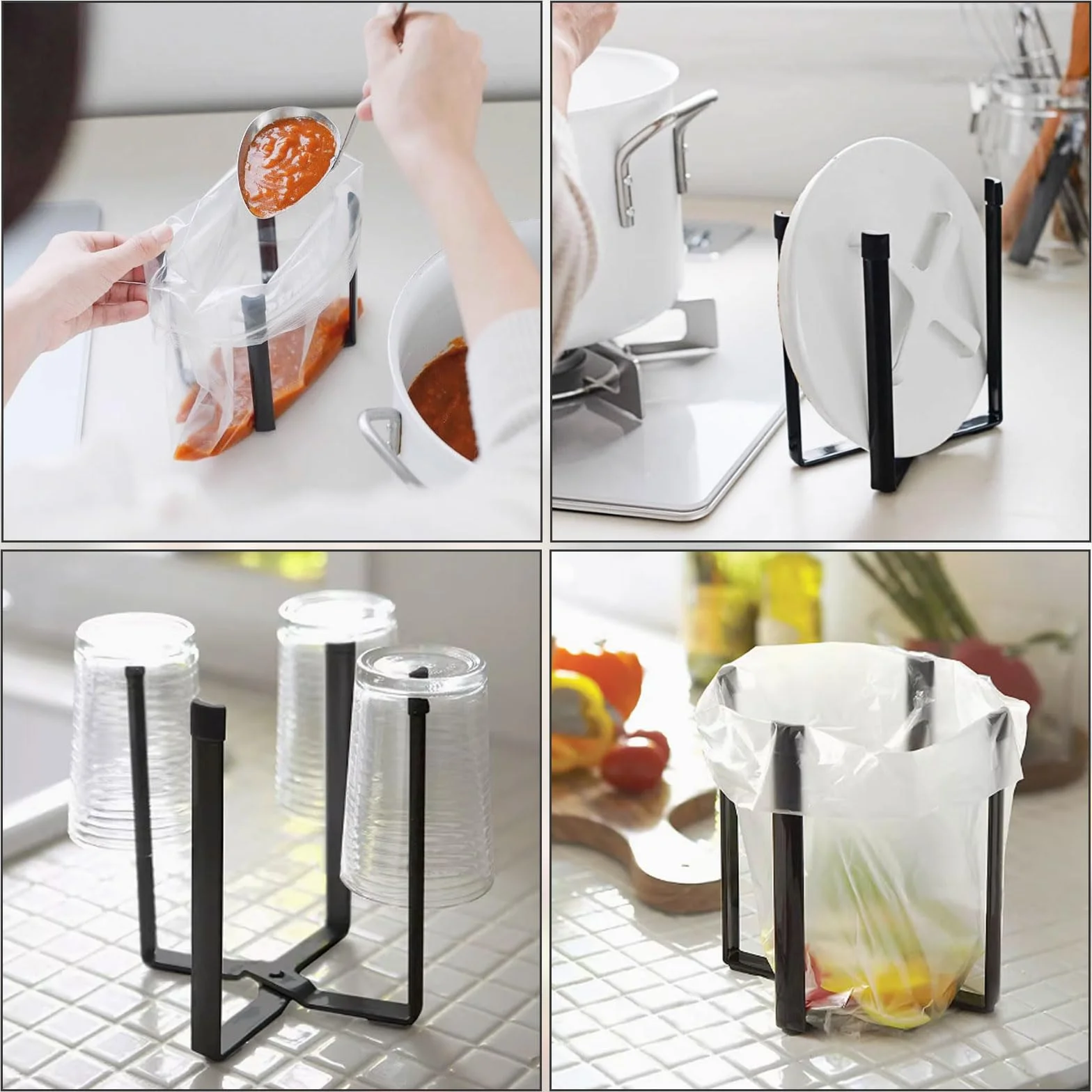 Scolabottiglie per Borracce,Portabottiglie Scolabottiglie Pieghevole, Scola Borracce, Metallo Scola Bottiglie, Scolabiberon per Cucina Sacchi Spazzatura, Supporto Sacco Spazzatura Piccolo, 21.5 cm