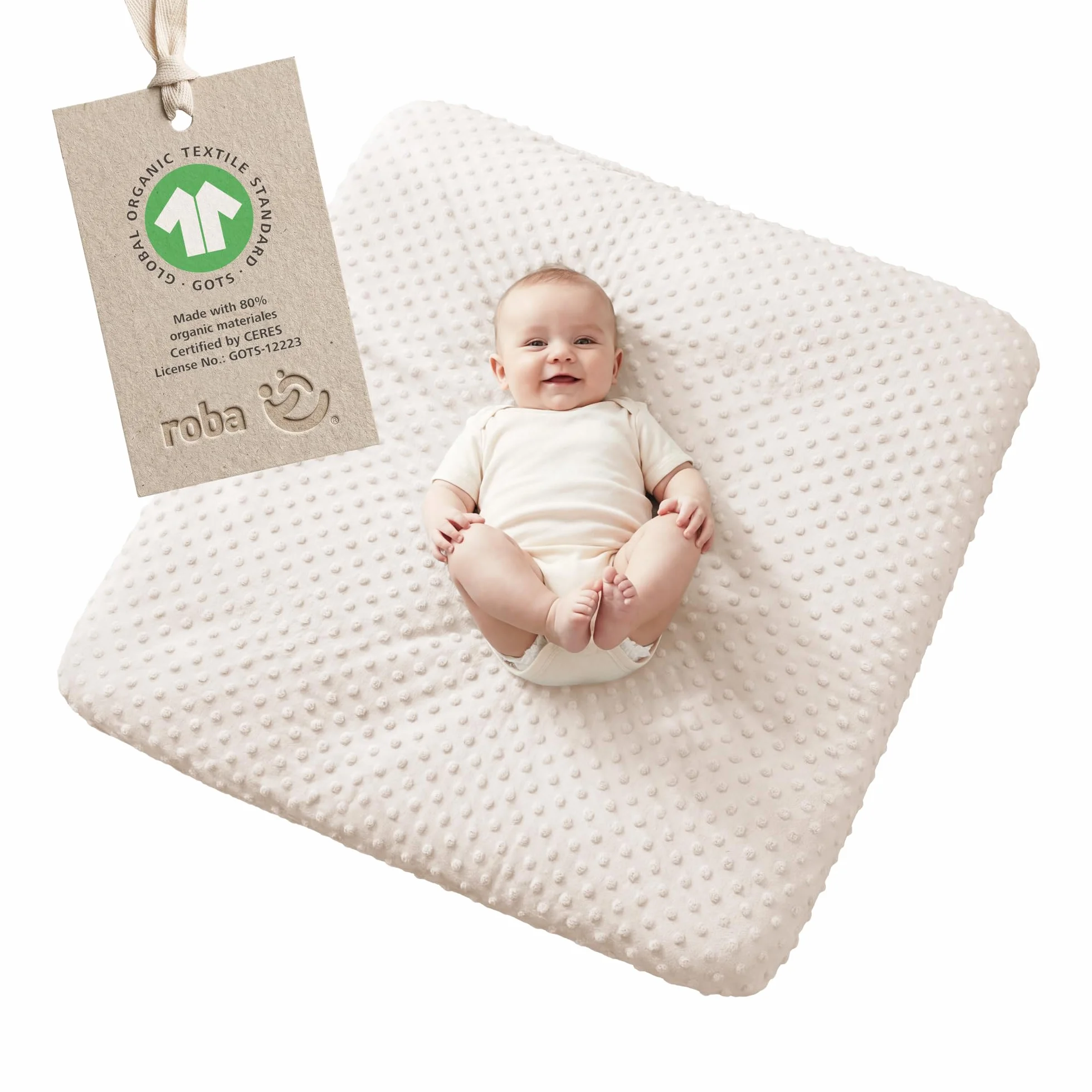 roba Coprimaterassino Fasciatoio Frosty Almond - 75 x 85 cm - Elastico - Traspirante - Morbido - Cotone BIO - Certificato GOTS e Oeko-Tex - Beige