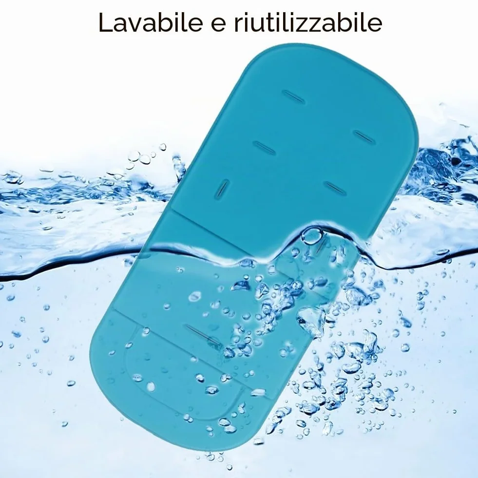 Materassino Passeggino, Cuscino Passeggino Universale, Cuscino Universale per Passeggino, Copriseduta Passeggino Universale, Materassino Passeggino Antisudore, Copri passeggino Imbottita, azzurro