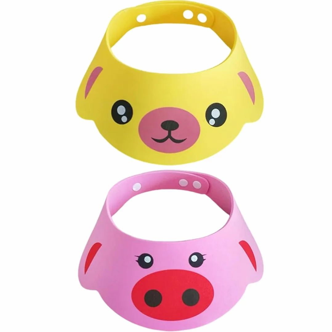 Cuffie da doccia per bambini in confezione da 2, casco di sicurezza regolabile, morbido silicone, impedisce all'acqua di penetrare negli occhi e nel viso