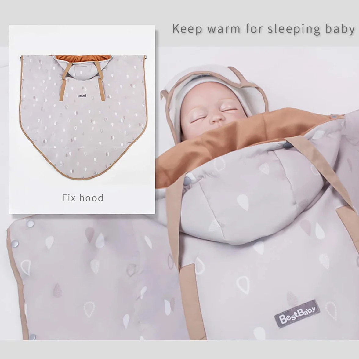 SONARIN Universale All Seasons Copertura per Marsupio,Copertina,mantello, antivento,Impermeabile,Fodera rimovibile per inverno caldo(Grigio Chiaro)