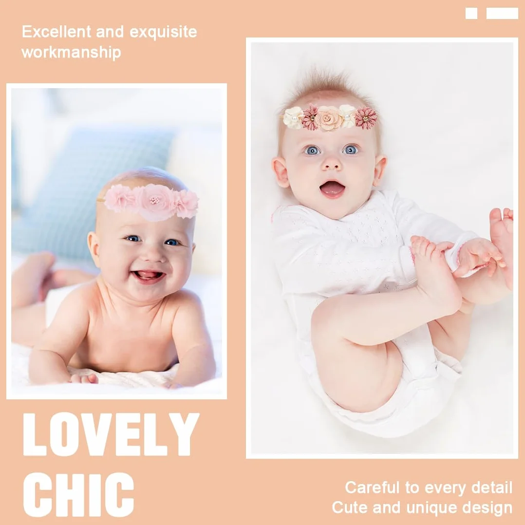 3 Pezzi Fasce Per Capelli Per Bambina,Fasce in Grosgrain per Bambine Floreale Copricapo Elastici Fascette Neonata Nastri Capelli per Neonati,Ragazze,Bambini Piccoli,Accessori per la Fotografia