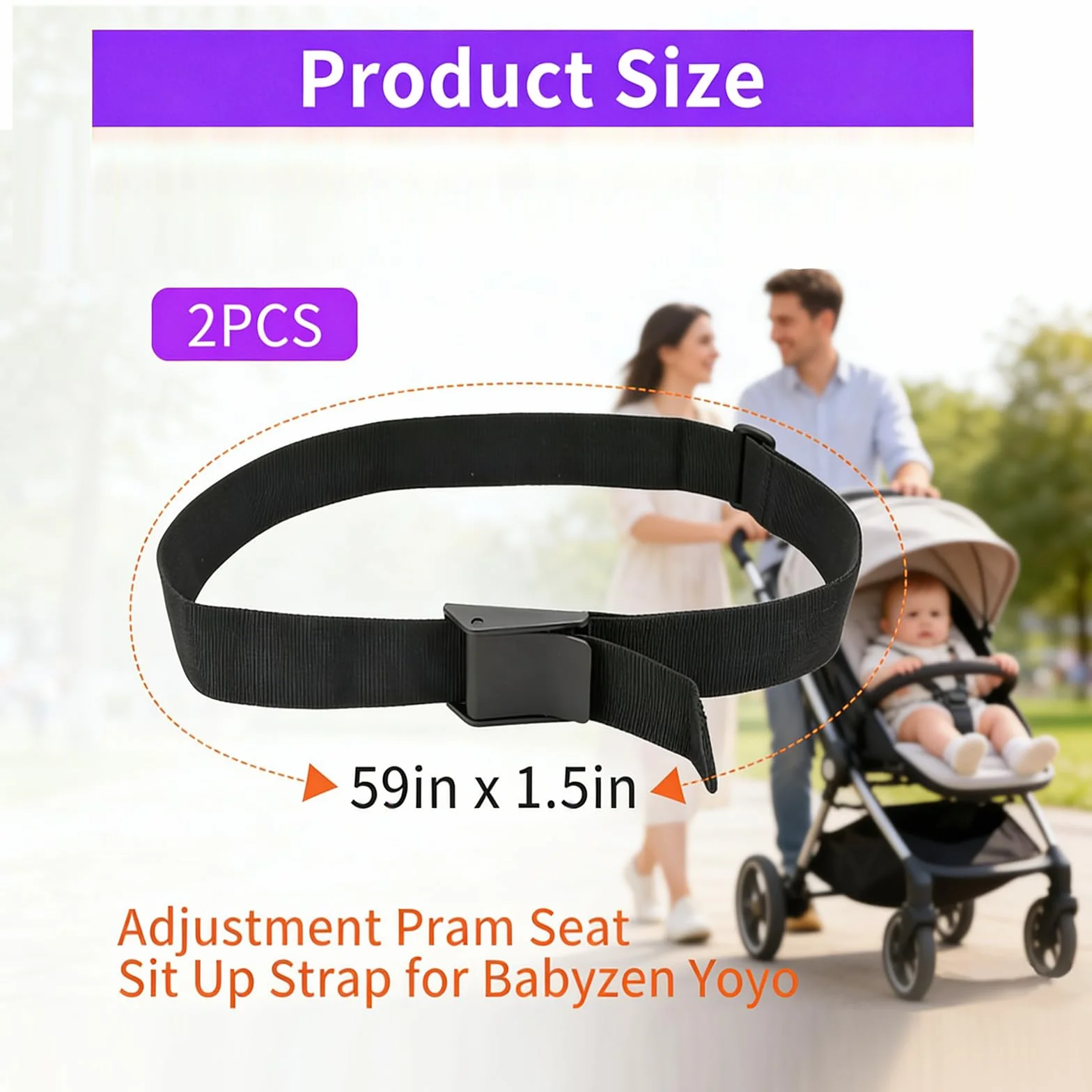 2 cinghie per passeggino da erigere (nero), universali, Sit Me Up, rimorchio per bicicletta per bambini, cintura per seggiolino per bambole, compatibile con passeggini Yoyo ecc