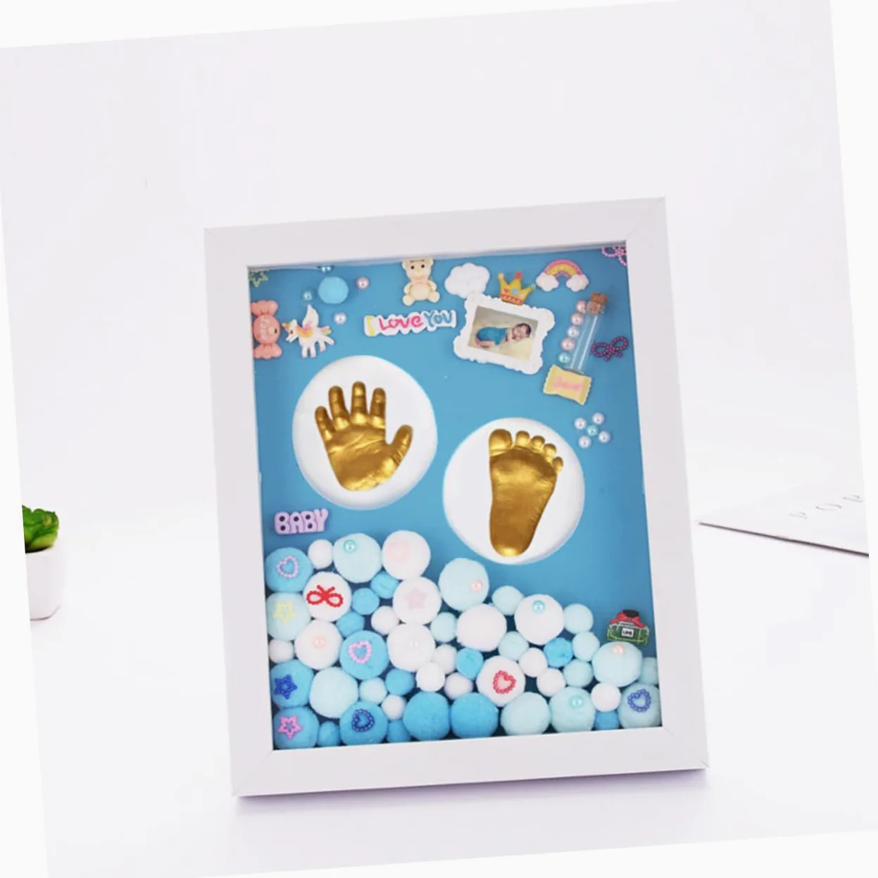 ABOOFAN Kit Impronta Mani e Piedi per Ragazzo Ragazza in Acrilico Oro Cornice da Parete, Regalo per Bambine, Ricordo Prima Infanzia Unico e Originale