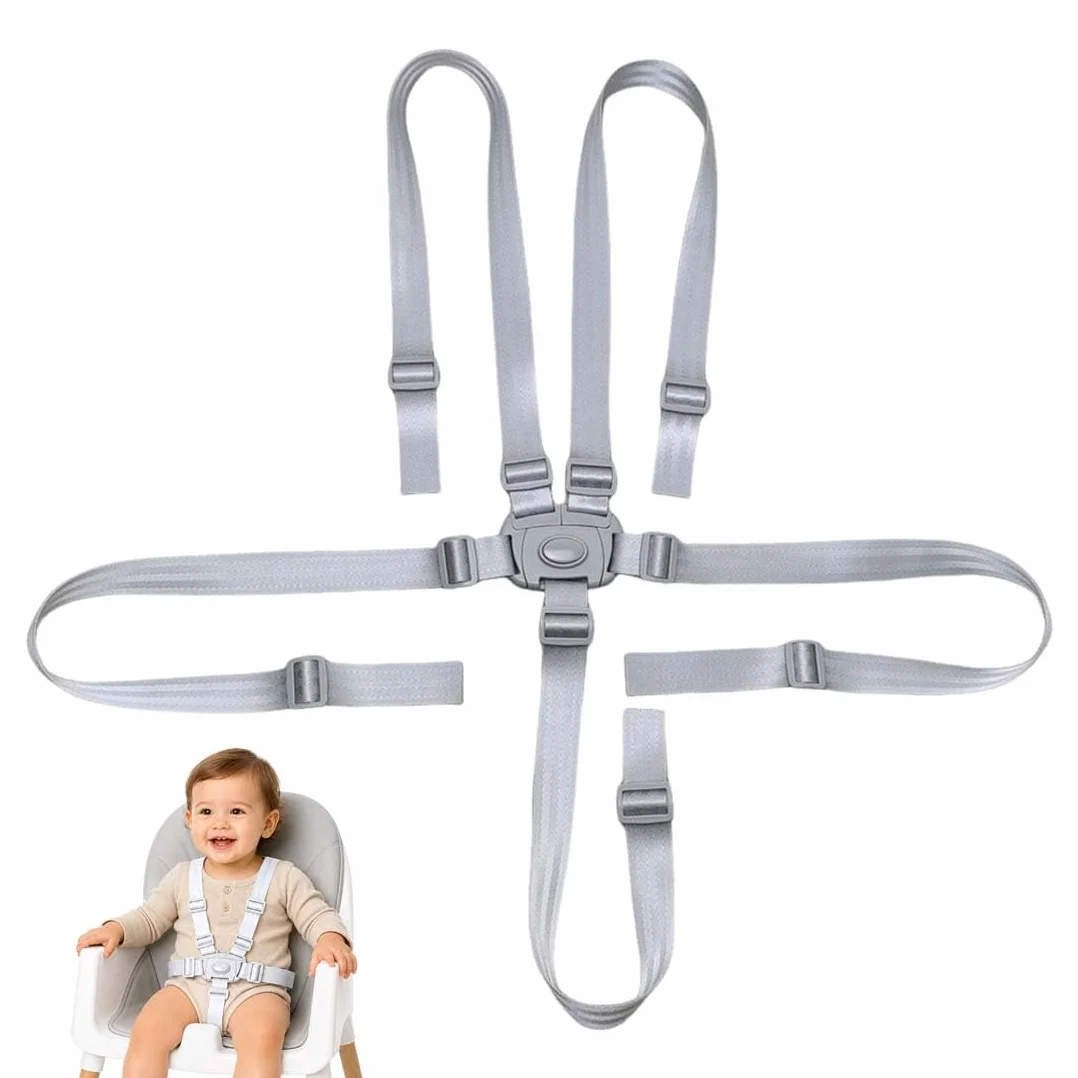 1 Pezzo Cinture Universali per Seggiolone, Cinghie per Seggiolone a 5 Punti Regolabile, Cintura di Sicurezza per Bambini Imbracatura per Seggiolone, Attacco per Passeggino