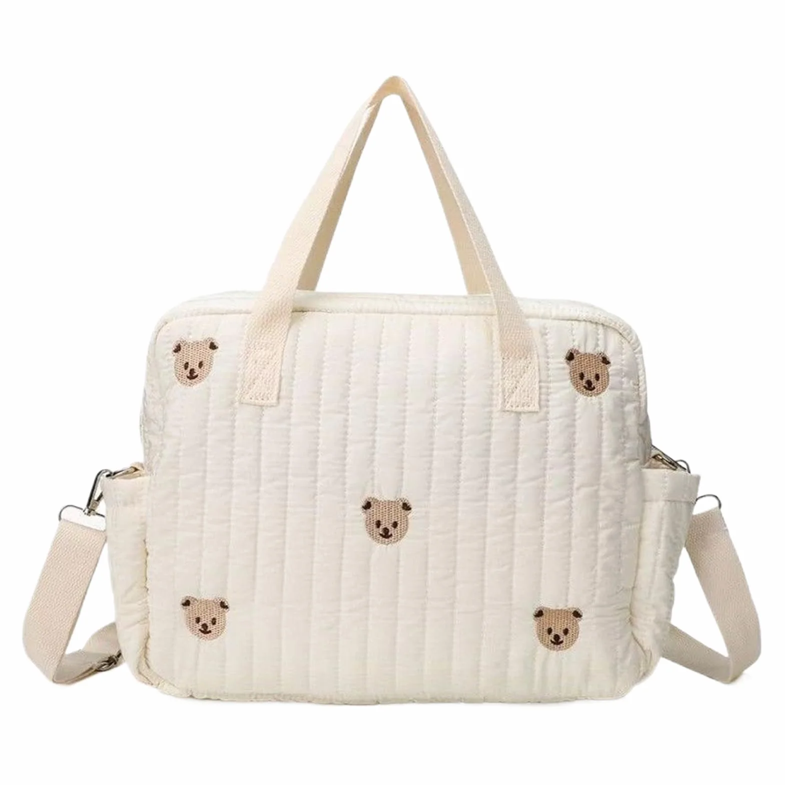 Borsa a forma di orsetto in stile cartone animato, graziosa borsa per pannolini da viaggio, grande organizer per maternità con tasca con cerniera, accessorio per consegna ospedaliera per vacanze