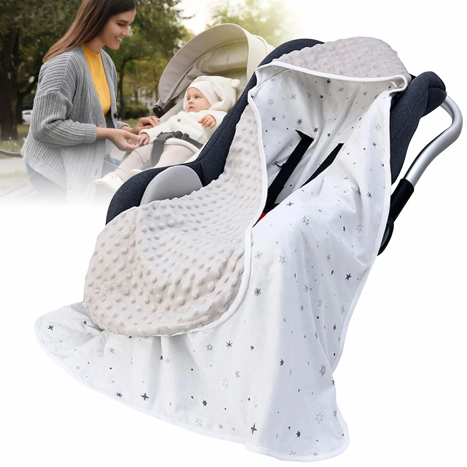 Coperta per Bebè Seggiolino, 90x90cm Coperta Ovetto Neonato, Universale Coperta Passeggino, Coperta per Ovetto, Copertina Neonato, Coperta per Passeggino per Seggiolino, Passeggino