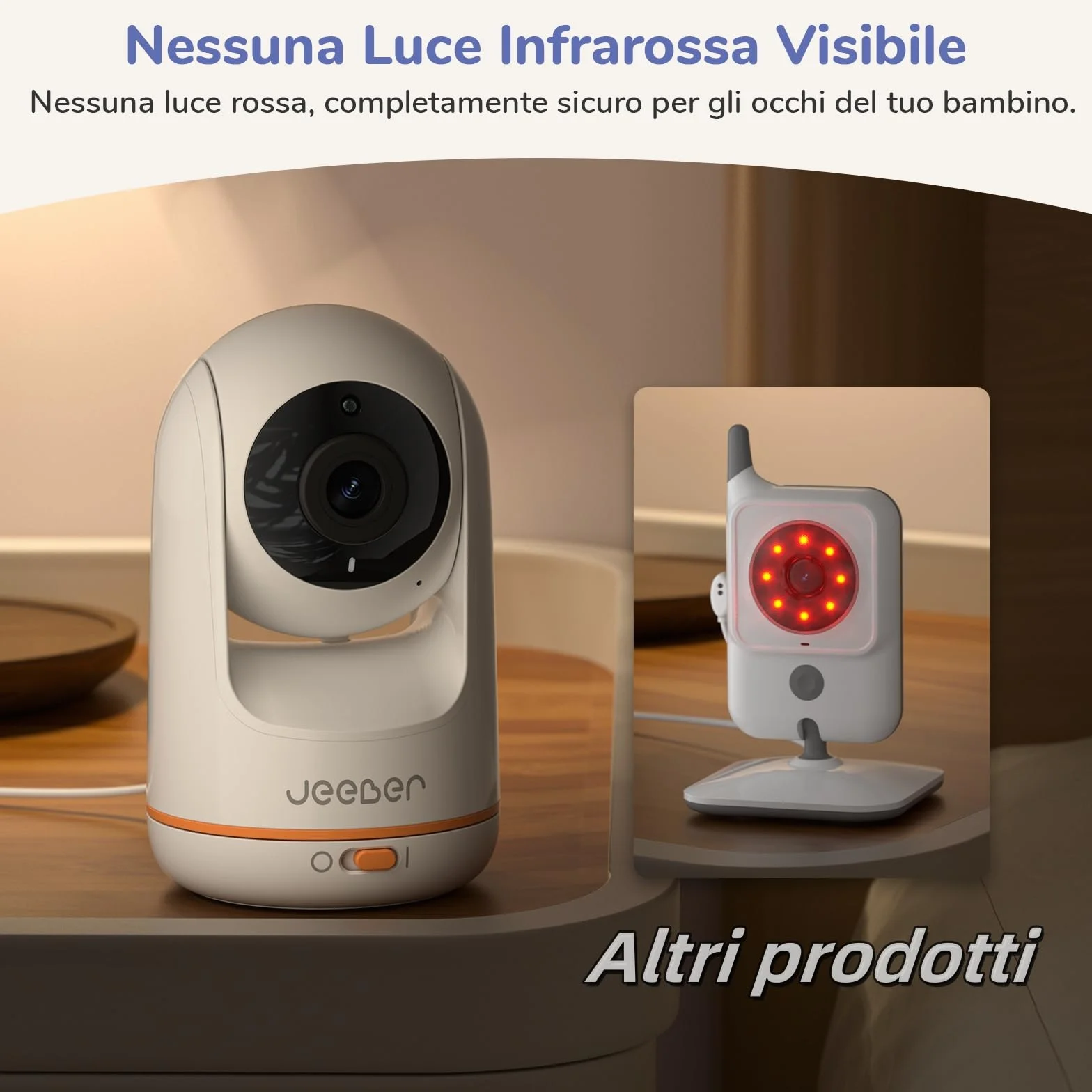 2K 5" Baby Monitor Video, Controllo Tramite Cellulare APP & Monitor, 360° Telecamera Bambini, Visione Notturna, Temperatura, Movimento, Rilevamento Del Pianto, Ninne Nanne, Audio Bidirezionale