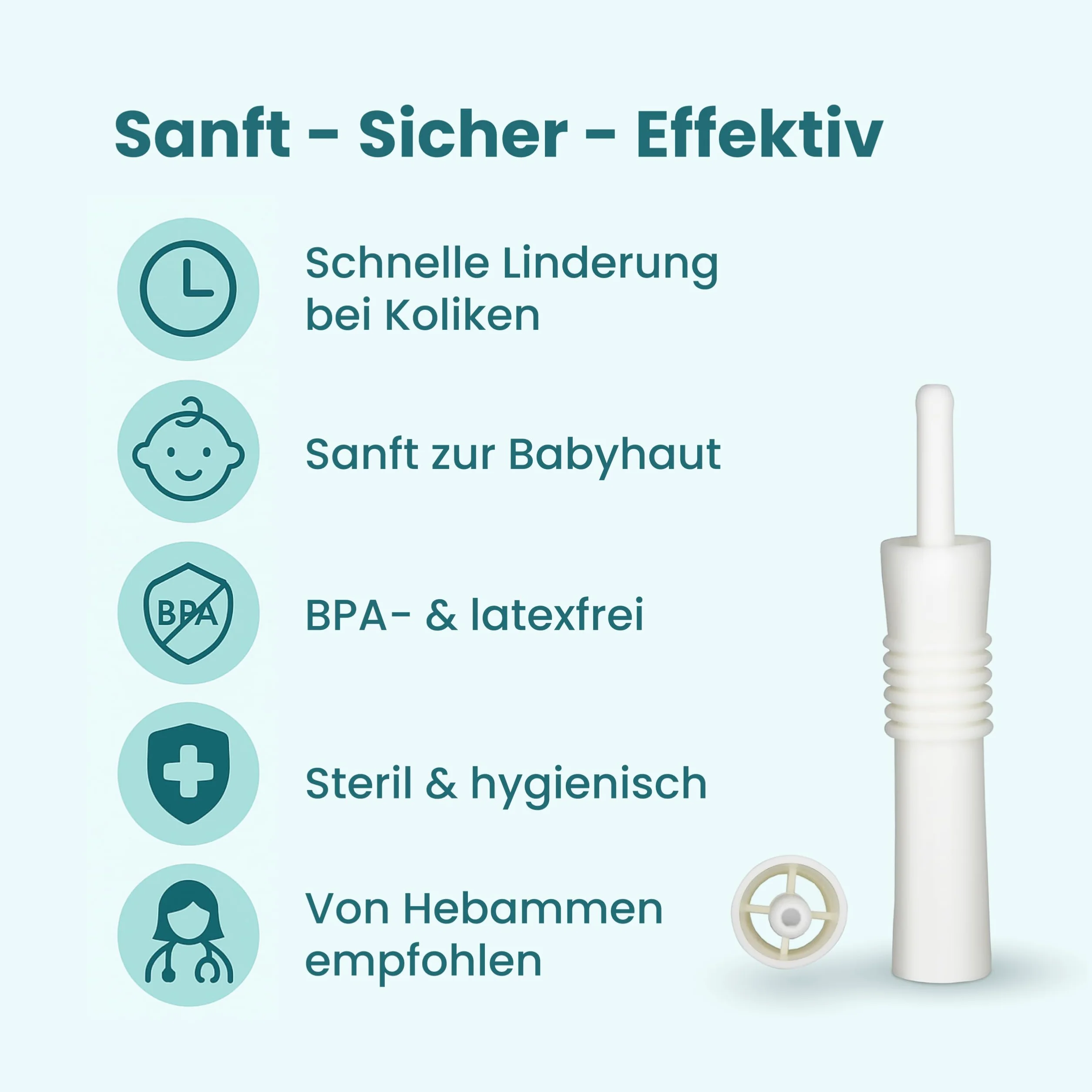 FUCHSI Tubicini Antigas per Neonati (10 pezzi) – Sollievo efficace per i neonati con gas | Completamente senza farmaci | Sollievo delicato per coliche e gonfiore nei Tubicini antigas per neo