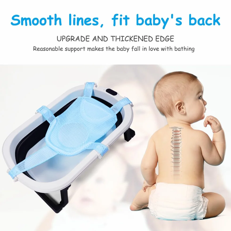 Aolso Cuscino Bagnetto Neonato, Galleggiante Tappetino da Bagno Per Bambini, Riduttore Vaschetta Bagnetto Confortevole, Supporto Pieghevole Per Vasca da Bagno (Azzurro)