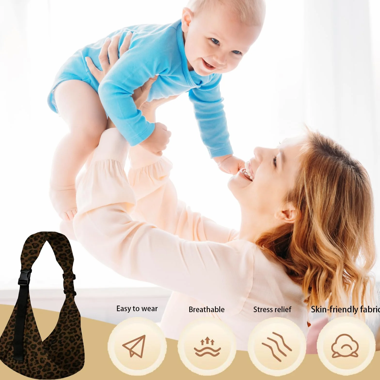 LUKIUP Fascia portabebè per neonati, Tracolla regolabile, Fascia portabebè laterale, Fascia ergonomica per neonati, per neonati, bambini piccoli fino a 20 kg (B)
