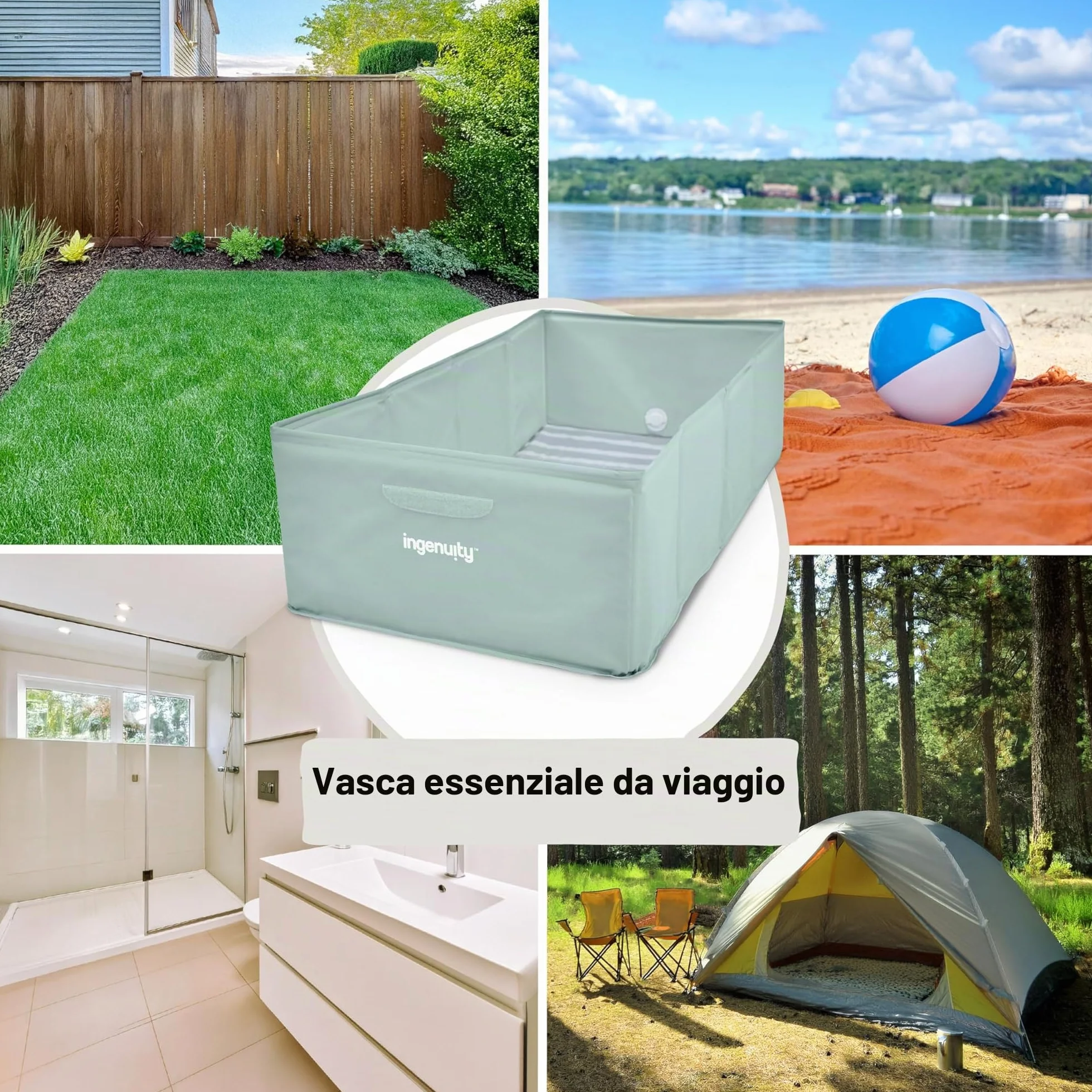 Ingenuity, Vasca Tuckaway per Bambini, Trasforma la Doccia in Vasca, Pieghevole e Compatta, Facile da Pulire, Senza Montaggio, 12 Mesi-5 Anni