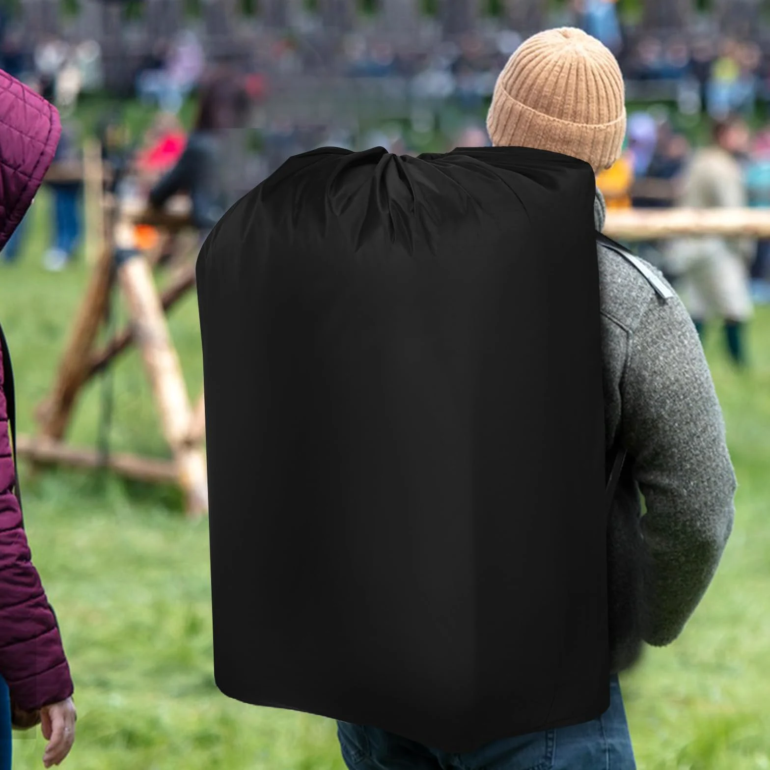 Outanaya Borsa per Passeggino da Viaggio in Nailon Nero Chiusura a Coulisse e Spallacci, Compatibile la Maggior Parte dei Passeggini, per Viaggi in Aereo e Trasferimenti