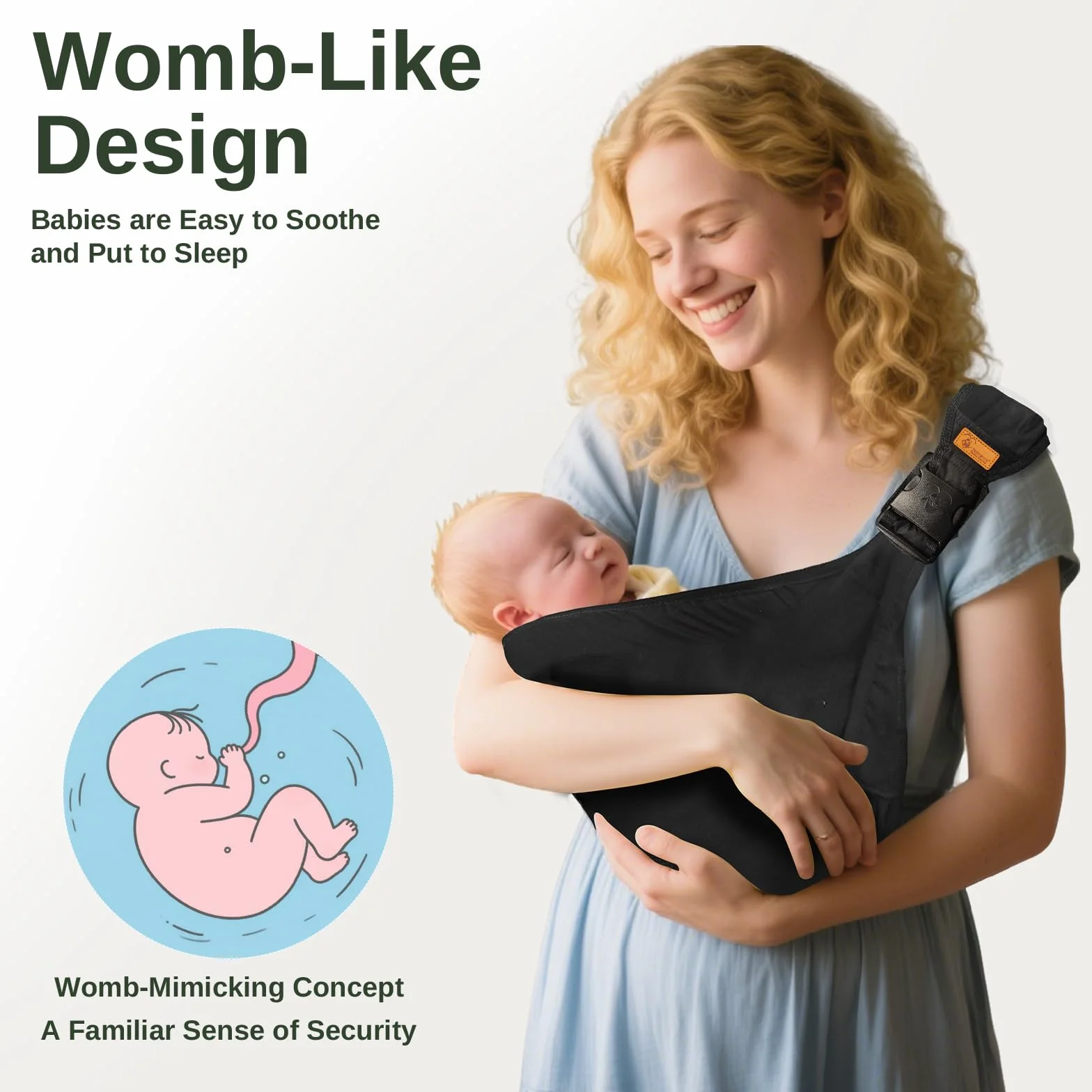 Laterale Fascia Neonato, Fascia Porta Bebe Regolabile, Fascia Neonato Ergonomico, Traspirante Marsupio Neonato 0-36 Mesi, Ergonomico Fascia