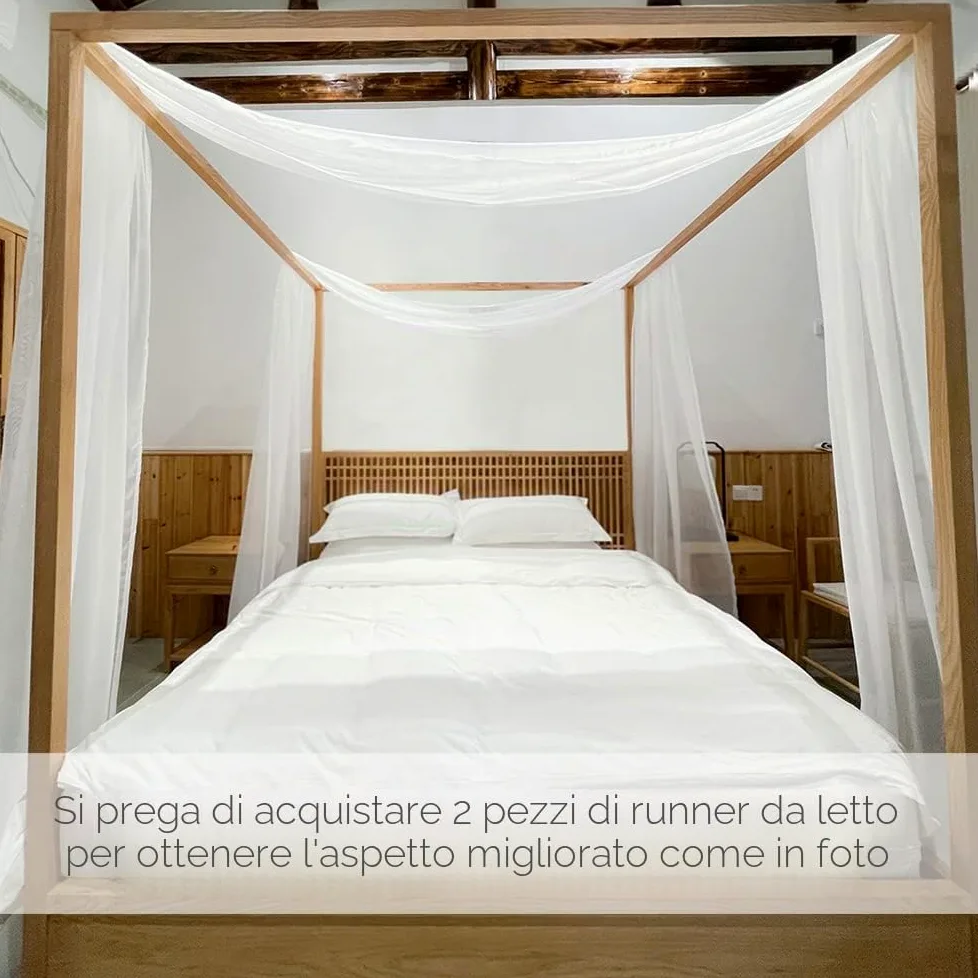 Linentalks Sciarpa a Baldacchino Bianca per Letto Matrimoniale, Tende da Letto di Lusso
