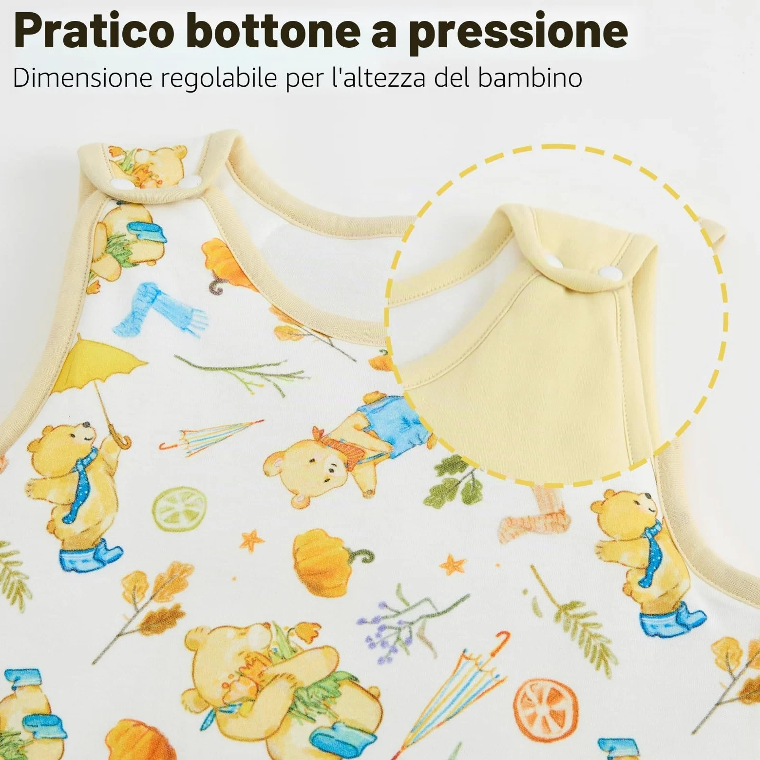 WYTbaby 2er Pack Sacco nanna per neonati 1.5 Tog Sacco nanna per tutto l'anno Morbido 100% cotone Sacco nanna per neonati Inverno per neonati maschi e femmine 0-18 mesi, giallo., 80 cm/12–18 Monate