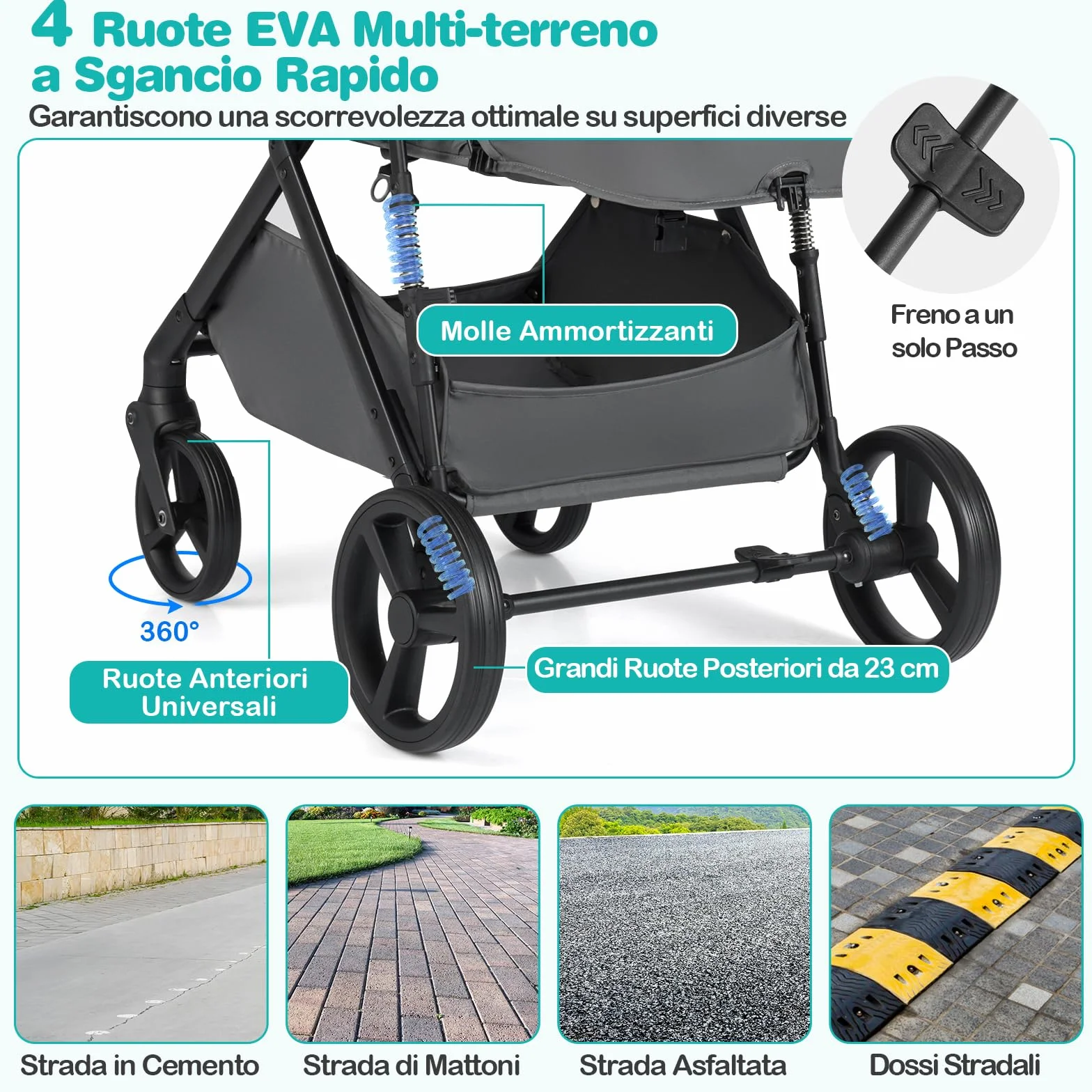 COSTWAY 2 in 1 Passeggino Leggero Pieghevole per Bambini, con Schienale Regolabile, Sedile Reversibile, Tettuccio, Cestello Portaoeggetti, per Neonati per 0-36 Mesi (Grigio)