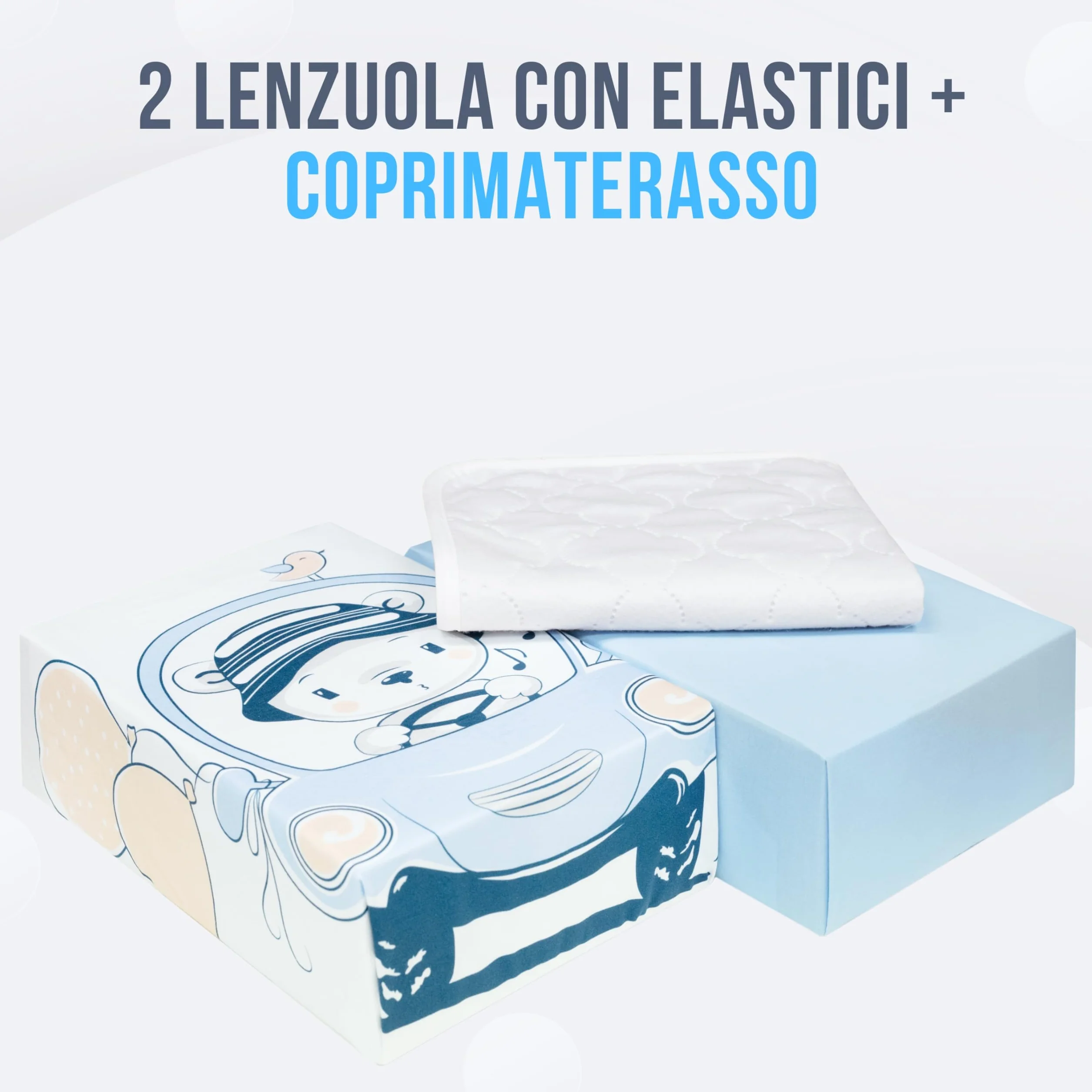 GOYSILA Set 3 Pezzi Lenzuola Next To Me Compatibili Chicco Next2Me Cotone 100% Certificato Oeko-Tex 2 Lenzuola con Angoli 83x50 cm e 1 Coprimaterasso Impermeabile Traspirante Salvapipì Lavabile Blu