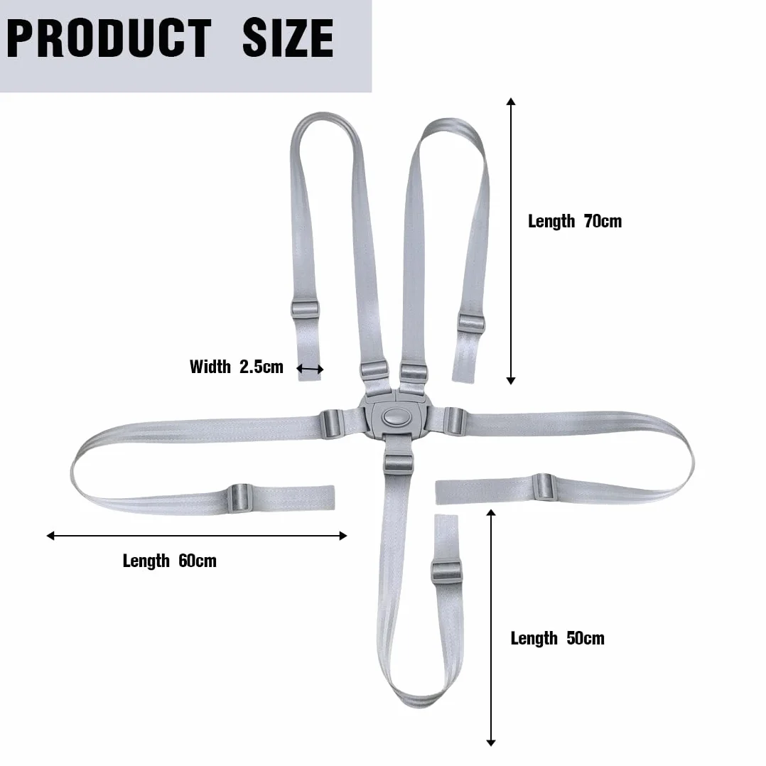 1Pcs Cinture Universali per Seggiolone Cinghie per Seggiolone a 5 Punti, Regolabile Cintura di Sicurezza per Bambini per Seggiolino Cinghie Passeggini per cinghie seggiolone