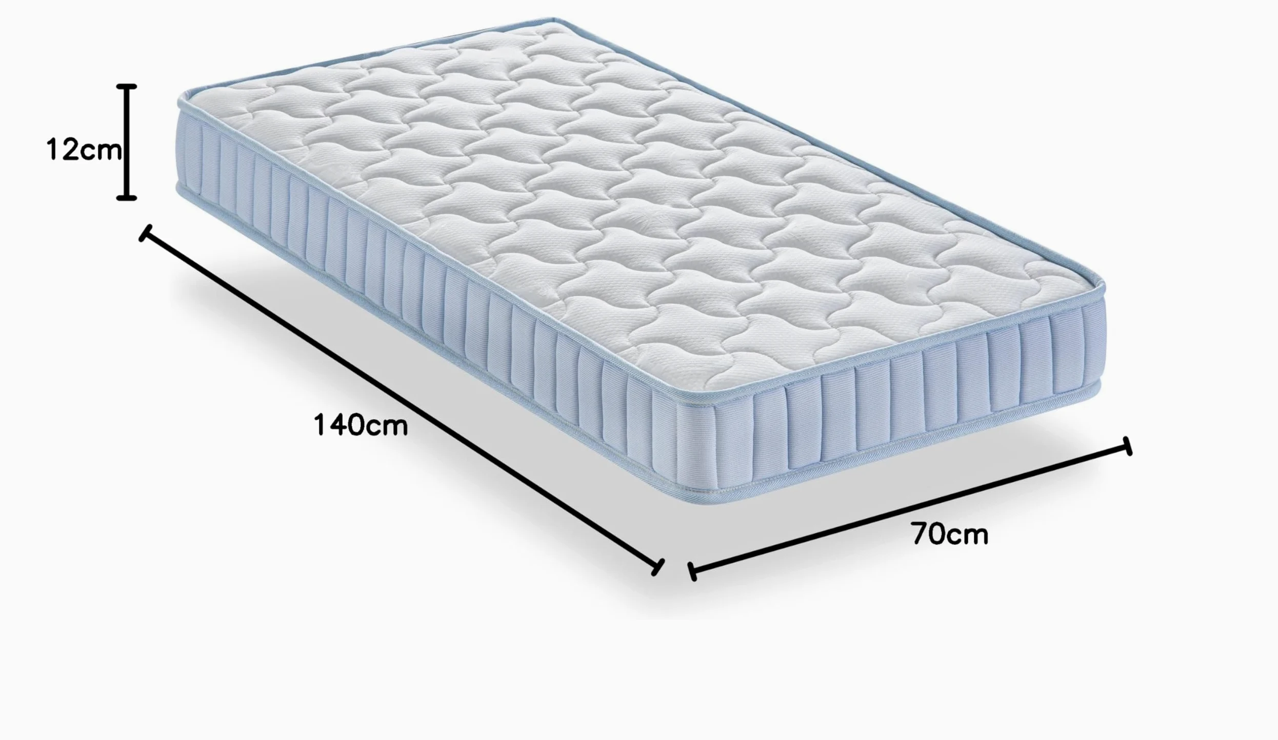Dormio Materasso per lettino traspirante, antiacaro e antibatterico. Dimensioni: 70 x 140 cm. Altezza: 12 cm