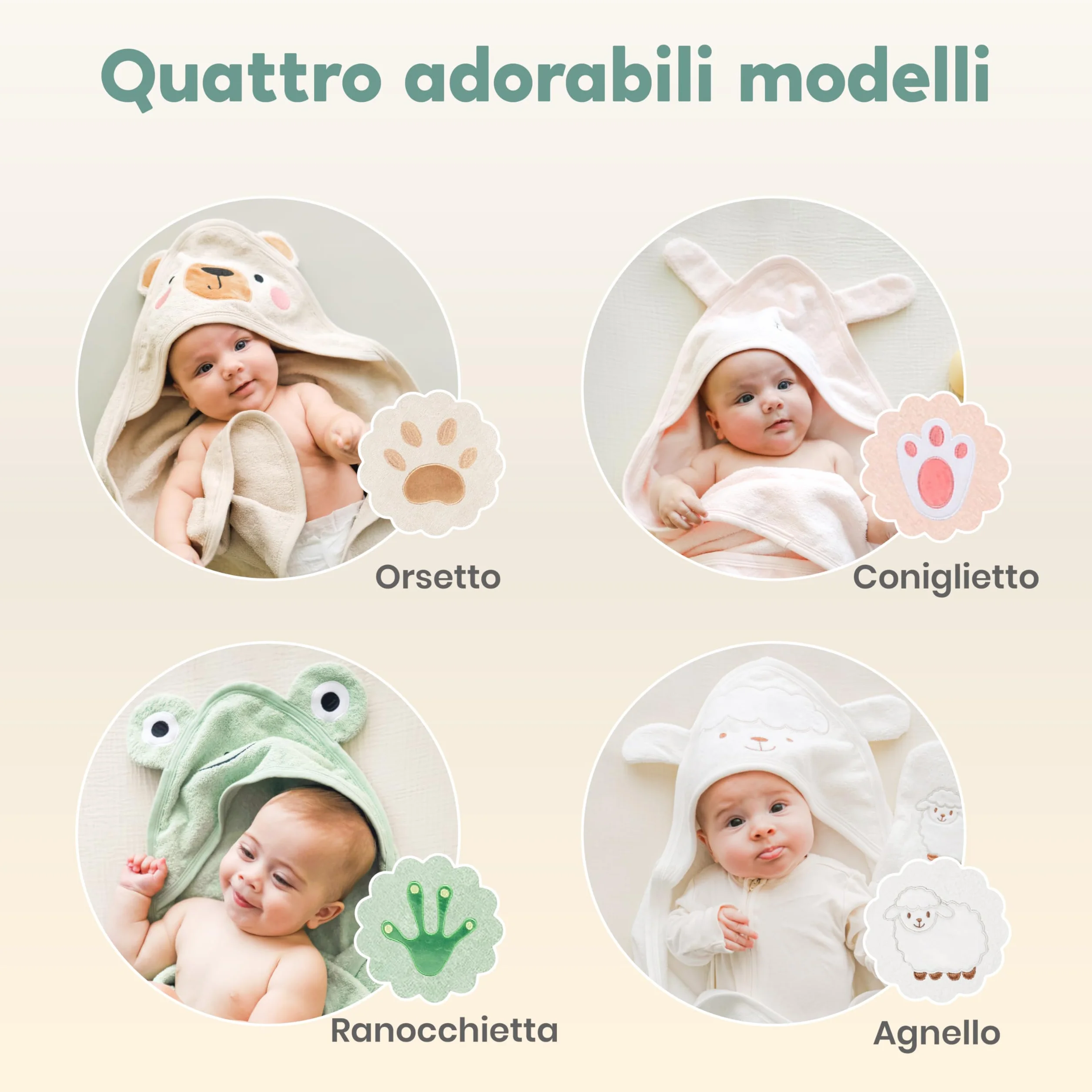 Cuddlebug Accappatoio Neonato con Cappuccio e Lavetta - 100% Spugna di Cotone per Neonati e Bambini - Asciugamano Neonato Super Morbido e Assorbente - Essenziali Bagnetto (85x85cm) - Orso