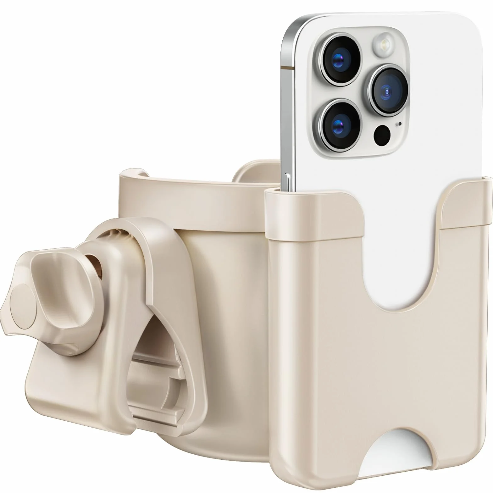 Portabicchieri per Passeggino,Guiseapue Portabicchieri Universale per Passeggino Portabicchieri Universale Regolabile portabottiglie Bici per passeggino bicicletta sedia a rotelle e moto (Beige)