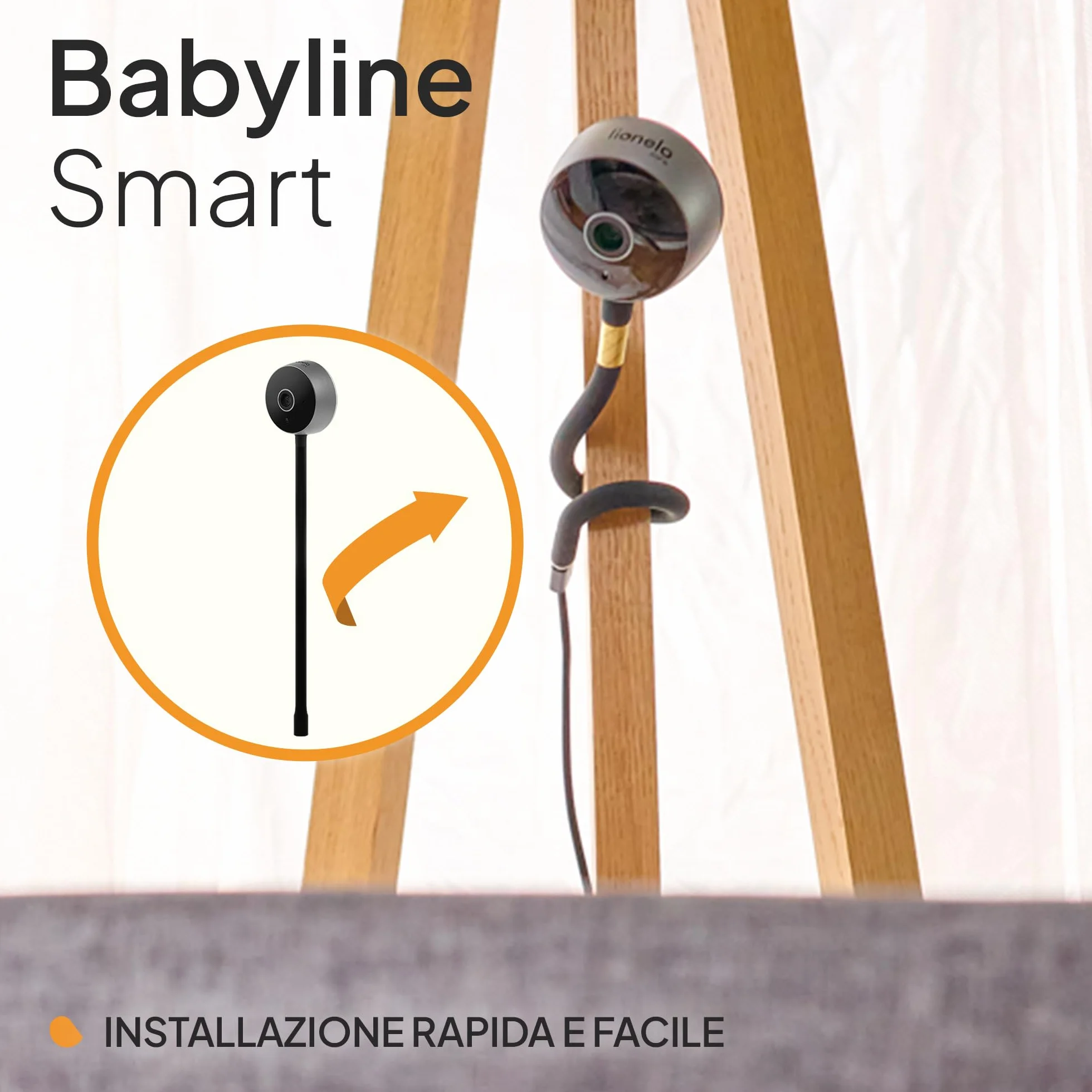 Lionelo Care Babyline Smart Smart, Baby Monitor, Baby Camera Wi-Fi, Applicazione mobile, Rilevazione di movimento e rumore, Visibilità al buio