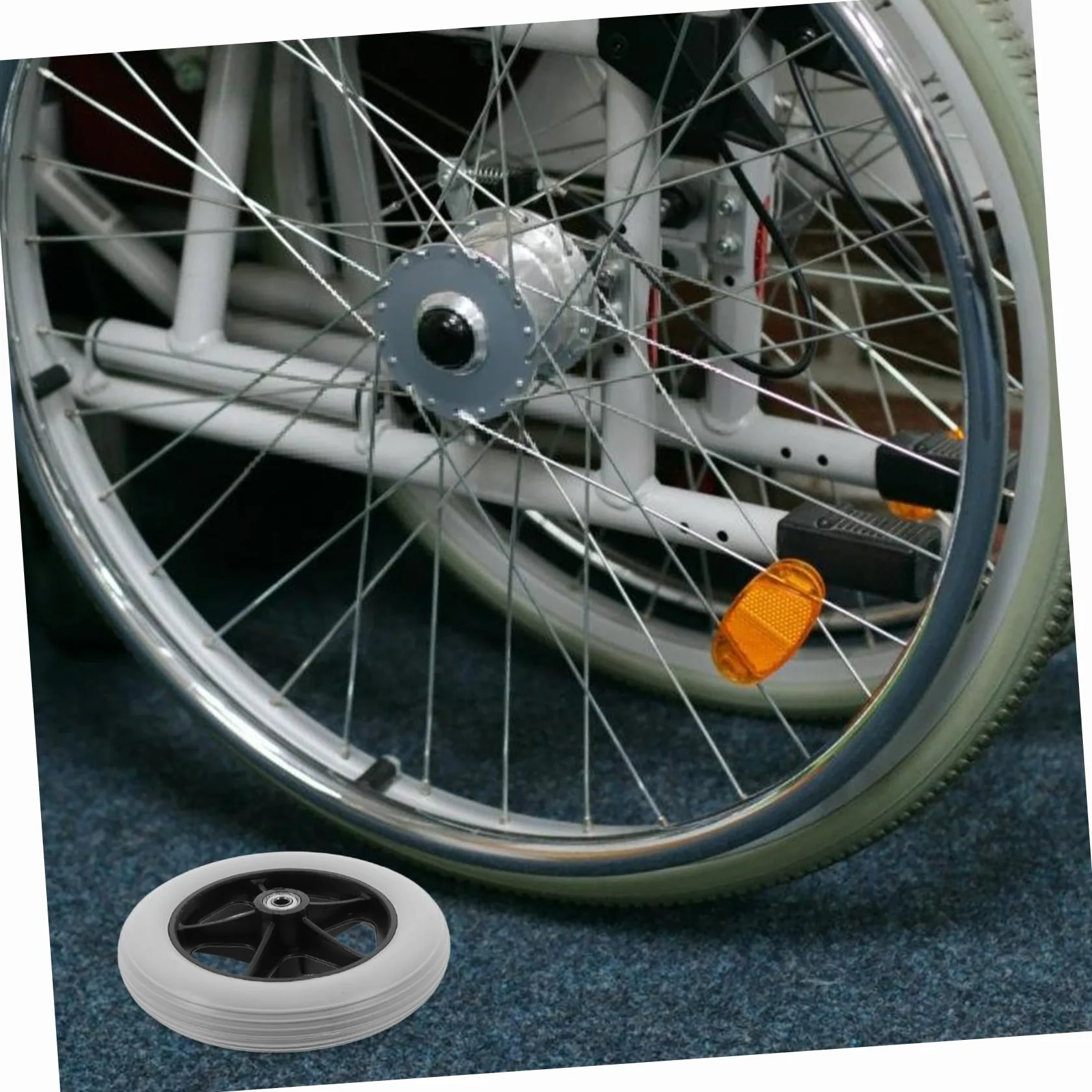 Angoily 2 Pezzi Ruote di Ricambio per Carrozzina Anteriore, Ruote in Plastico Resistenti All'usura Foro da 8mm per Carrelli e Deambulatori
