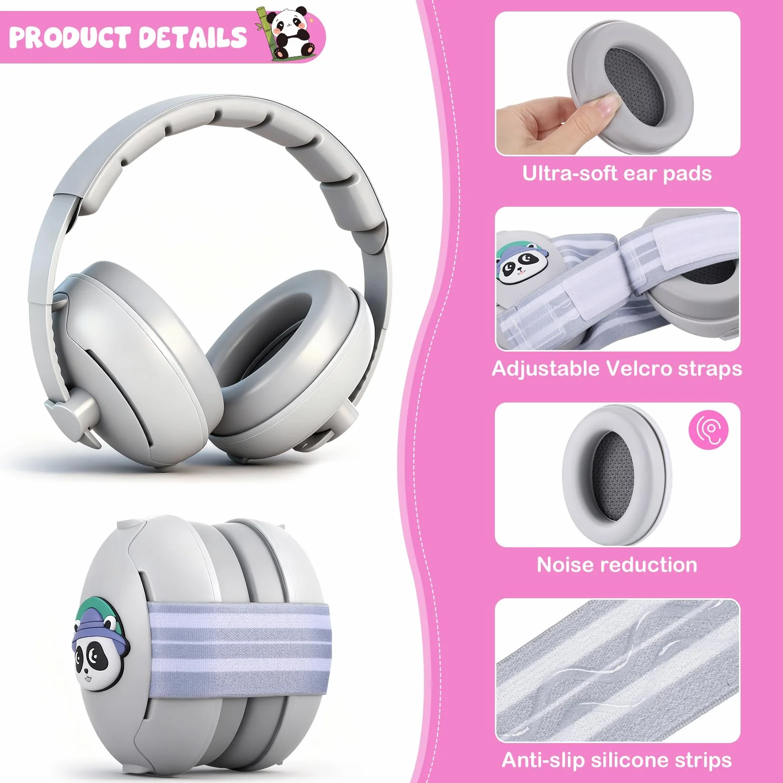 Zocipro 2 in 1 Cuffie Neonato Antirumore, Paraorecchie con Archetto Regolabile, Cuffie Rumore Neonato per Protezione Uditiva e Sonno, Cuffie per Neonati Antirumore, per neonati fino a 48 mesi