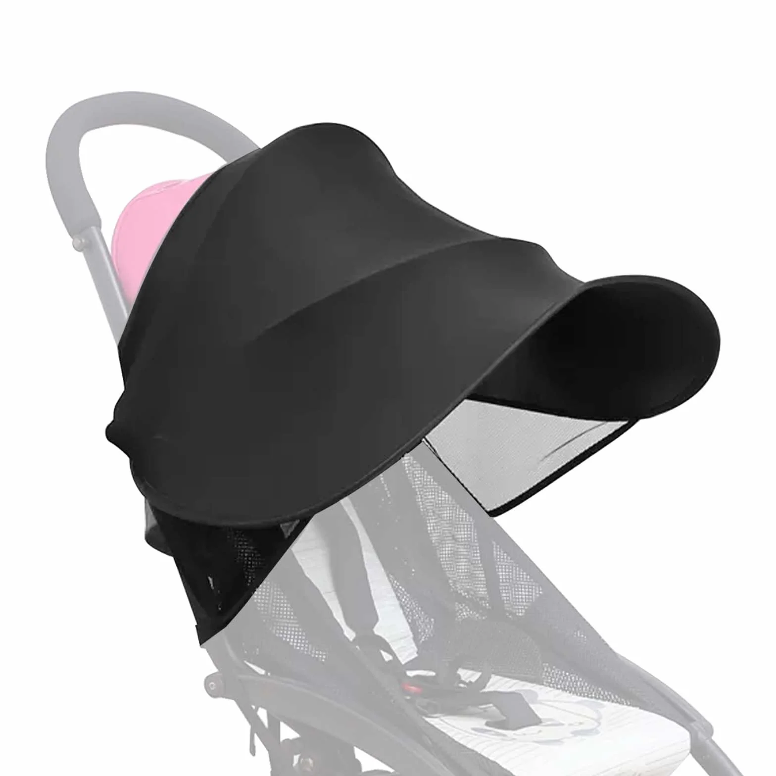 Tenda per Passeggino, Capottina Parasole Passeggino, Telo Parasole per Carrozzina e Passeggino, Parasole per Passeggino, Tenda per Passeggini Protezione Solare per Passeggino, Anti-UV, Nero