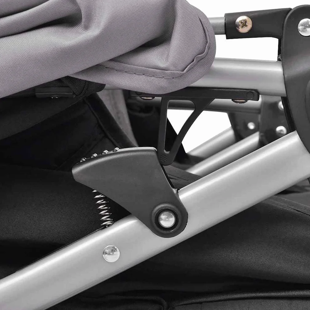 vidaXL Passeggino Gemellare Bambini Regolabile Acciaio Grigio Nero Carrozzina