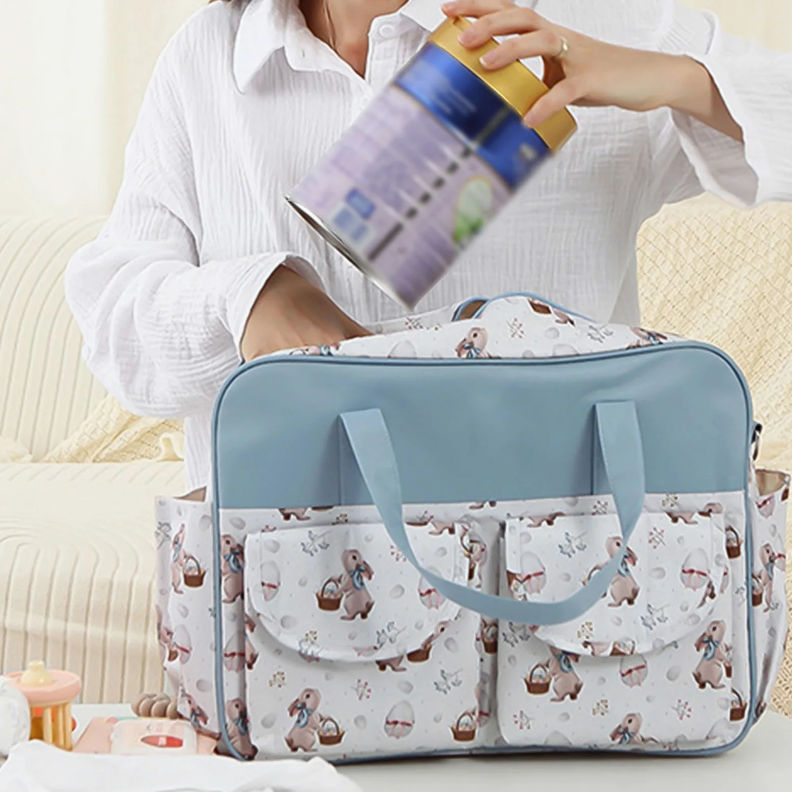 Borsa per pannolini da viaggio essenziale per mamme moderne Pannolino a tenuta stagna con cinghie per carrozzine Borsa multifunzione per mamma di grande capacità