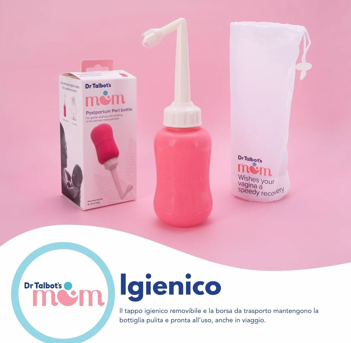 Nuby Dr. Talbot’s Mom Bidet Portatile Post-Parto 360ml | Silicone | Salute Materna | Con Borsa per la Conservazione