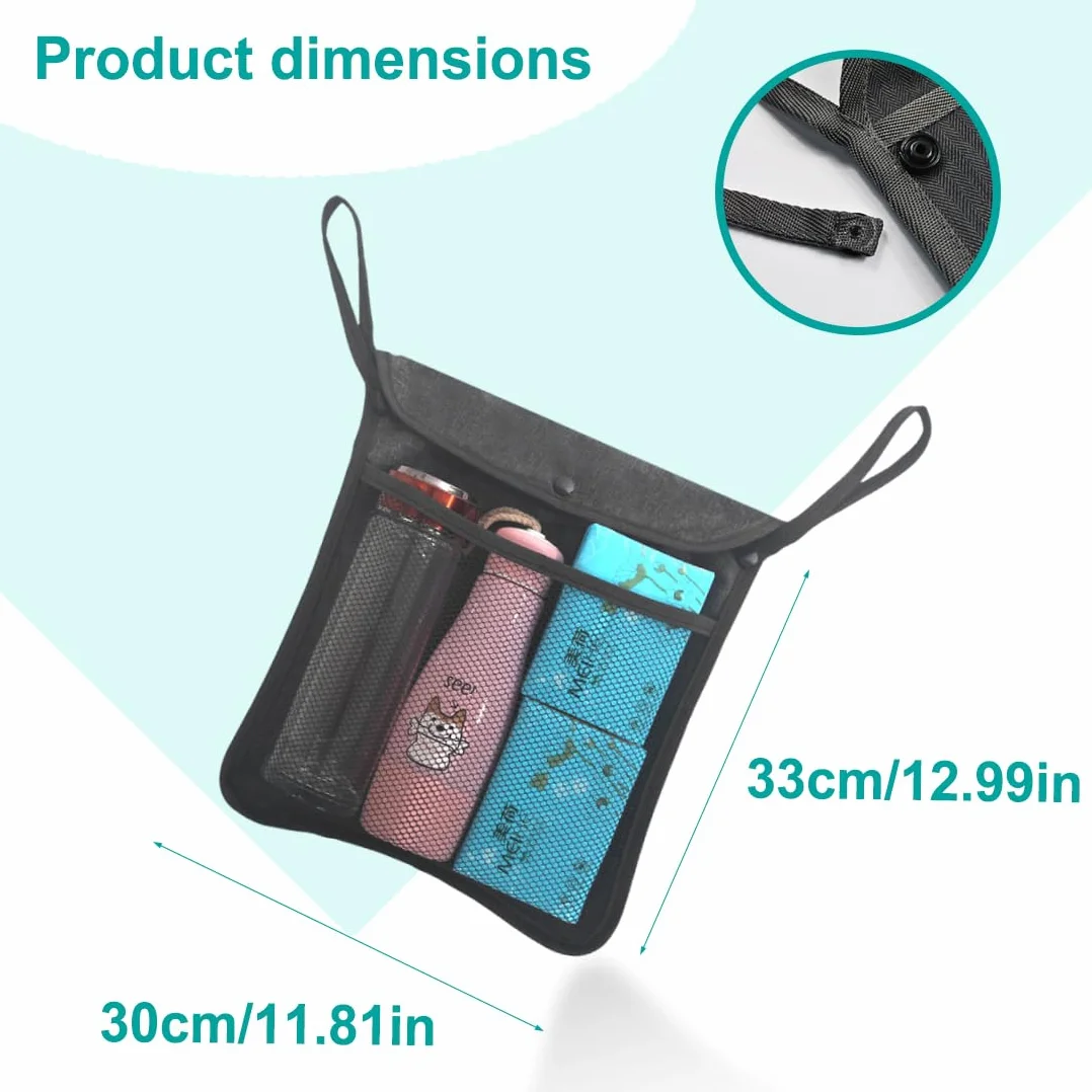 Organizer Universale per Passeggino Borsa Multiuso per Carrozzina Rete Portaoggetti per Passeggini Borsa per Spesa Organizer per Carrozzina (33 x 30 cm, Nero)