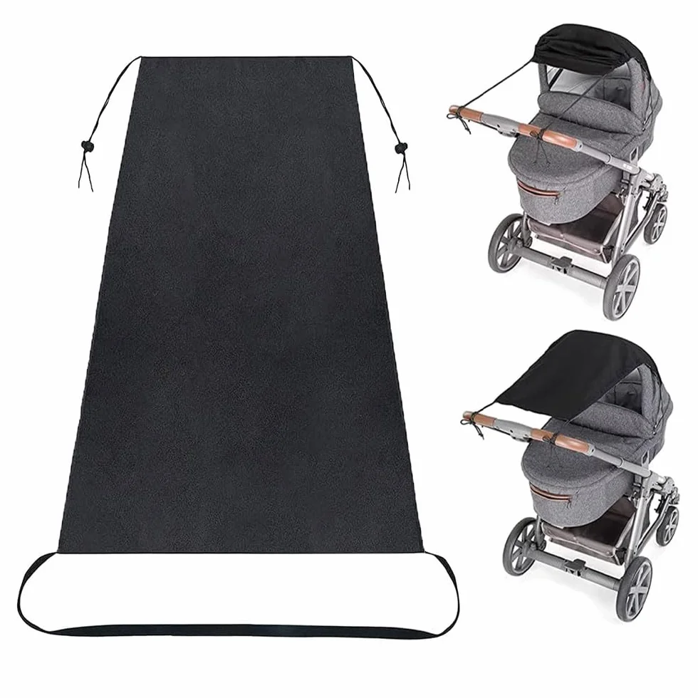 parasole ovetto Protezione UV 50+ parasole passeggino universale con custodia Regolabile ombrello per passeggino universale, Protezione solare efficace, leggermente impermeabile, Nero
