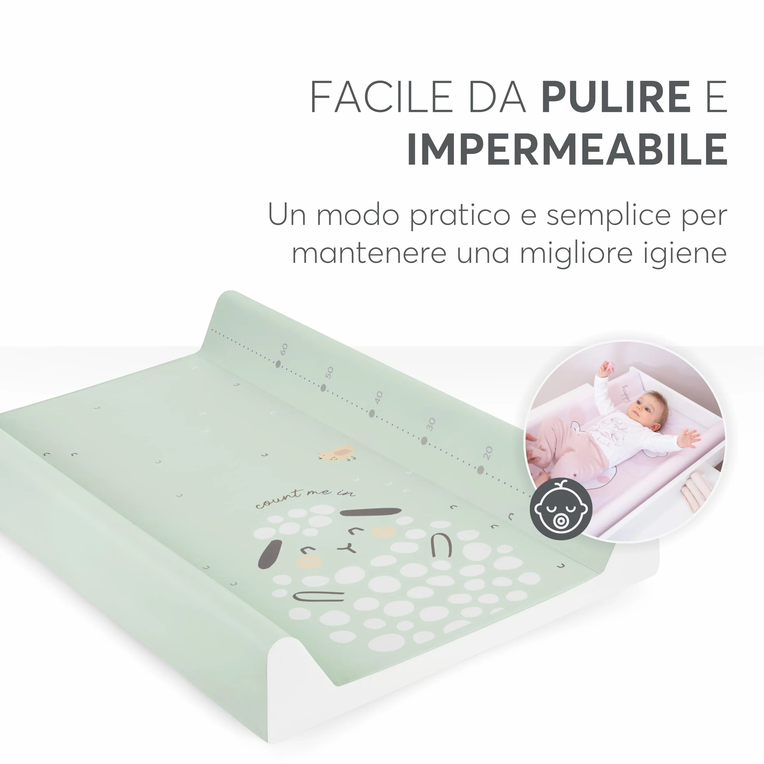 KikkaBoo Fasciatoio Portatile Neonato 80x50 cm SLEEPY SHEEP, Materassino Fasciatoio Impermeabile e Morbido in PVC, Verde