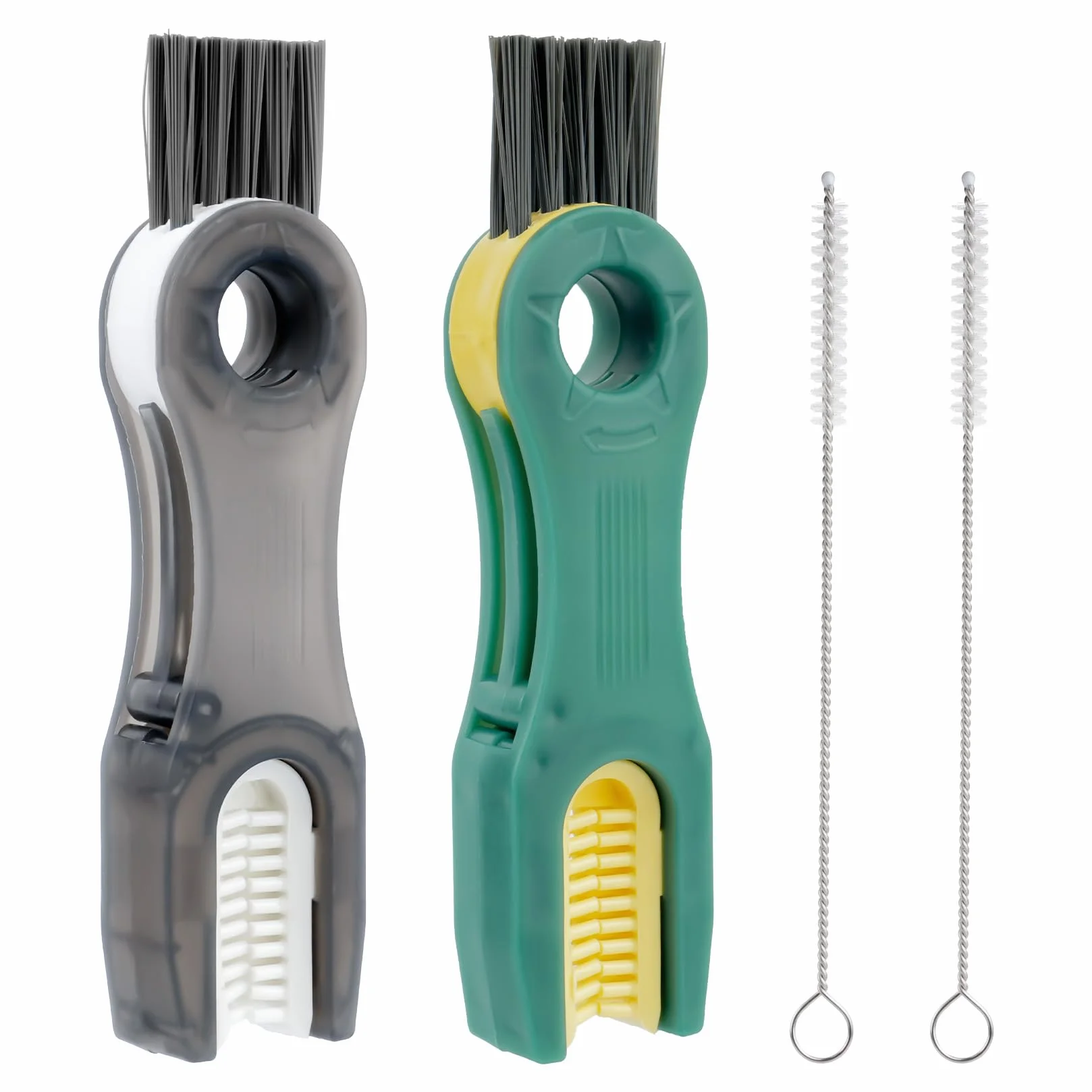 2 Pz 3 in 1 Spazzola per Bottiglie Pulizia Scovolino per Borraccia, Spazzola per Bottiglie Vetro Fessure a Forma di U, Scovolino per Borracce Tazze e Coperchi, con 2 Spazzole per Dettagli dei Tubi