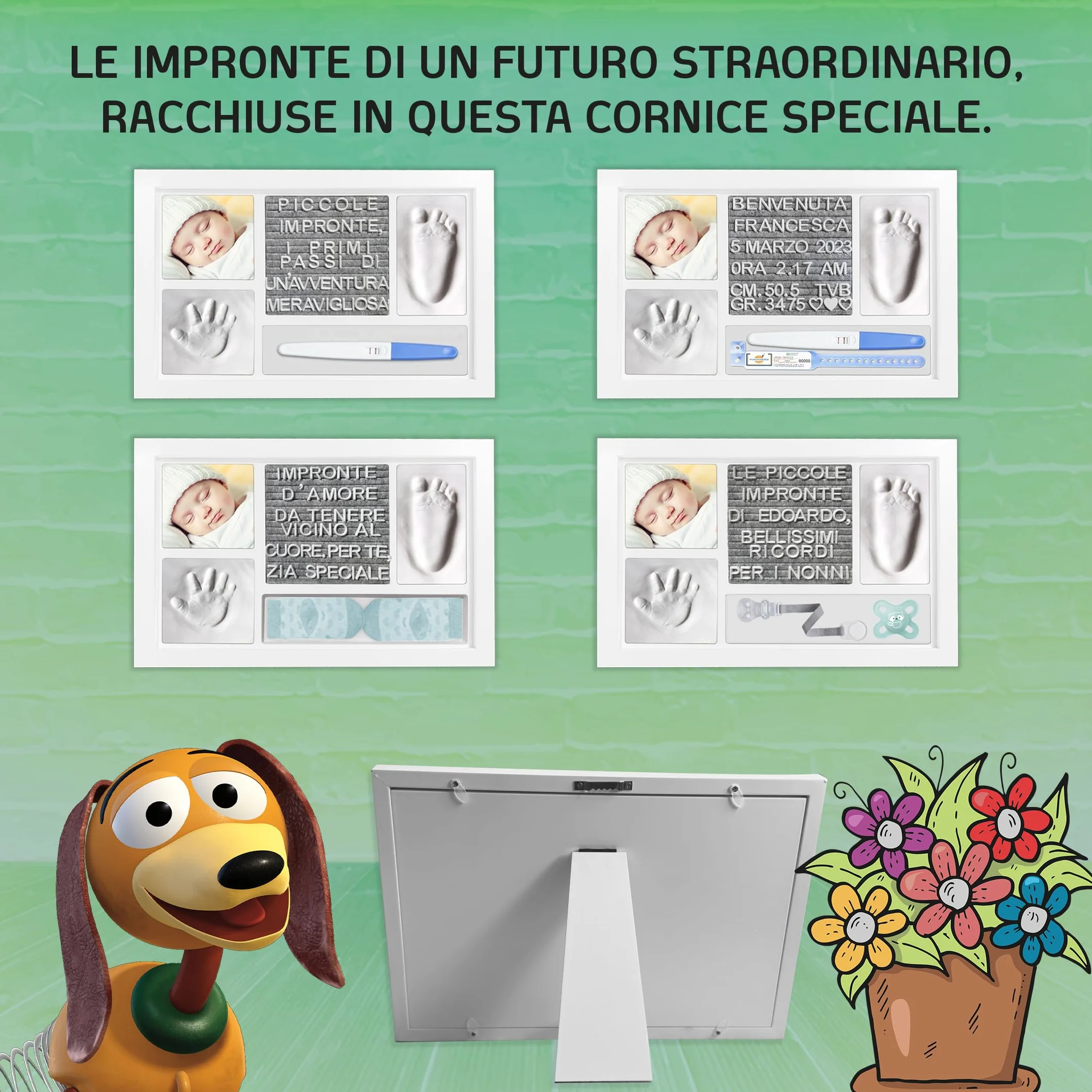 Impronta Mani e Piedi Neonati Kit Cornice Personalizzata Impronte Neonato Quadretto Nascita Bimbo Felt Board con Lettere e Numeri